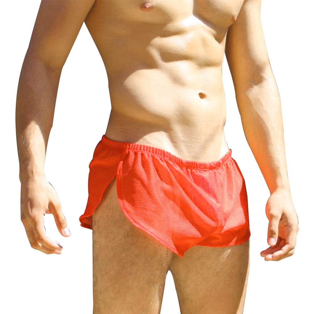 Sexy Men's Split Side Athletic Shorts - Breathable Mesh Fabric with Large Side Splits for Running, Gym & Summer Workouts