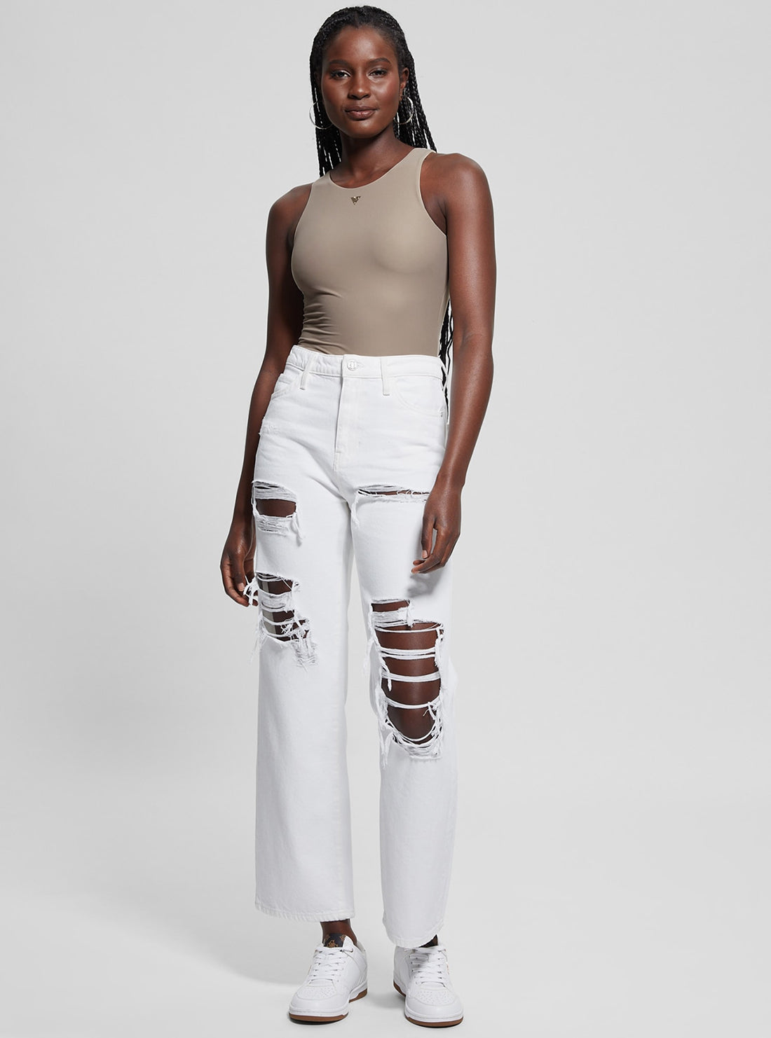 Beige Kim Bodysuit for Women - Soft Stretchy Comfortable Bodysuit Top - Perfect for Layering, Casual Wear & Everyday Outfits