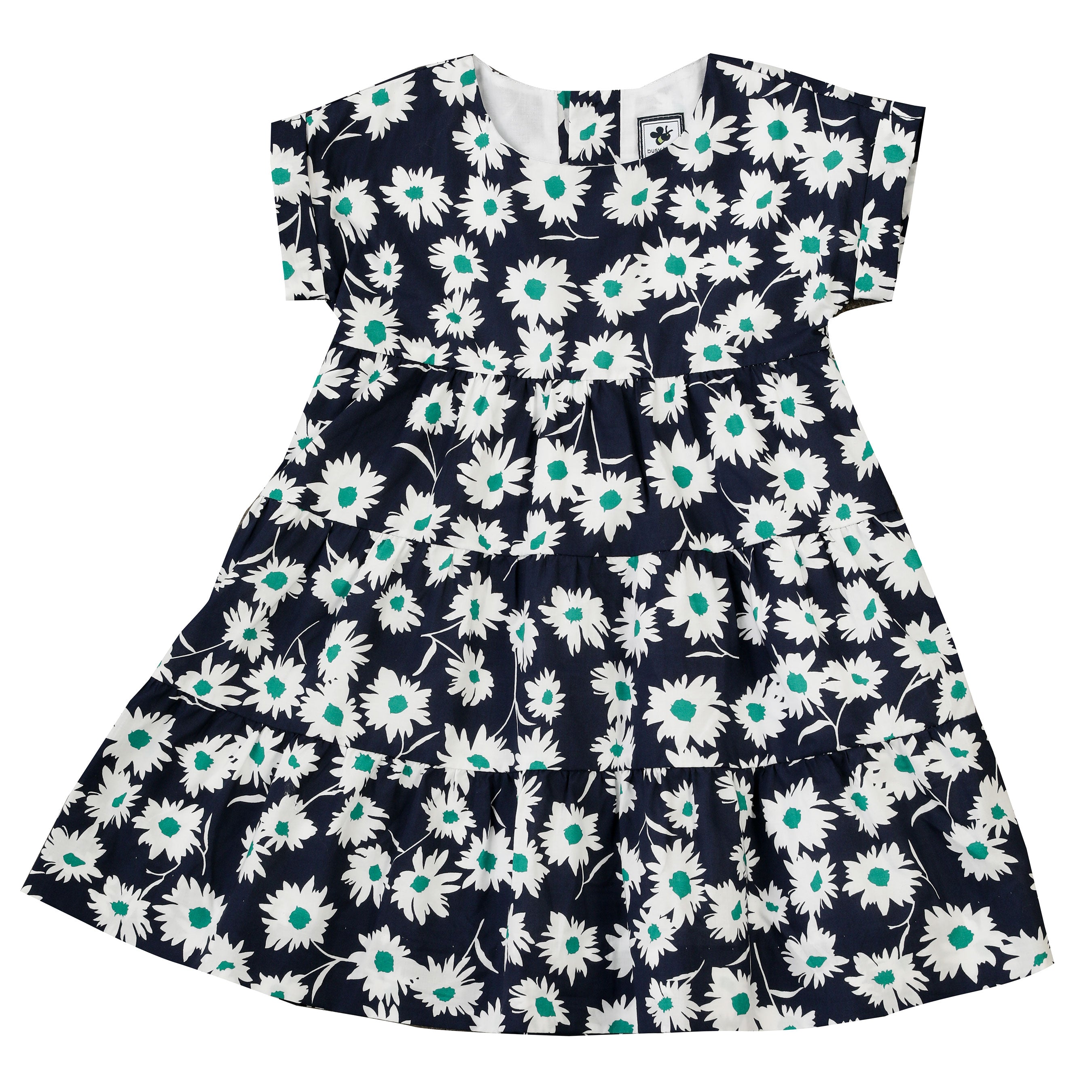 Lola Girls Floral Dress in Navy Green - Cute & Comfortable Summer Outfit for Toddlers, Playdates & Special Occasions