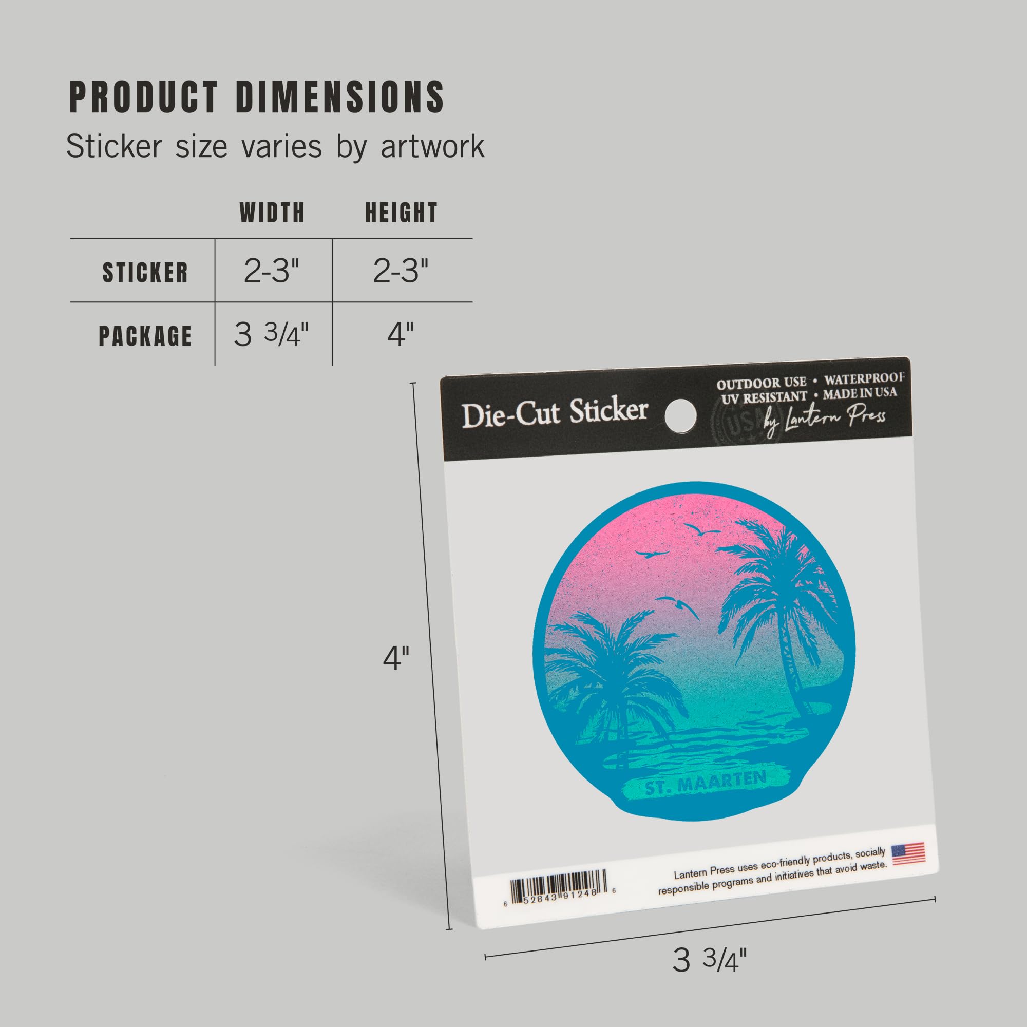 Premium Die-Cut Sticker of St Maarten Sunset with Palm Trees - 1 to 3 Inch Waterproof Vinyl Decal for Cars, Water Bottles, Laptops & Coolers - Perfect for Travel Lovers, Beach Decor & Personalizing Accessories