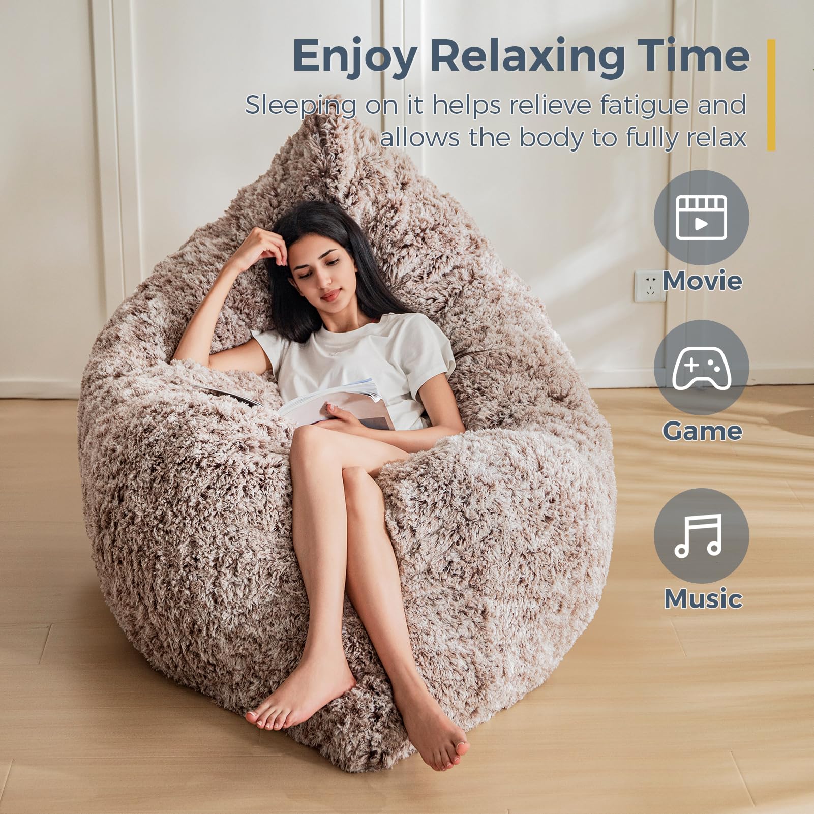 MAXYOYO 3-in-1 Convertible Bean Bag Chair - Giant Memory Foam Sofa Bed & Floor Mattress with High Density Support for Living Room, Bedroom, Dorm | Multi-Functional Lounger for Relaxing, Gaming & Sleep