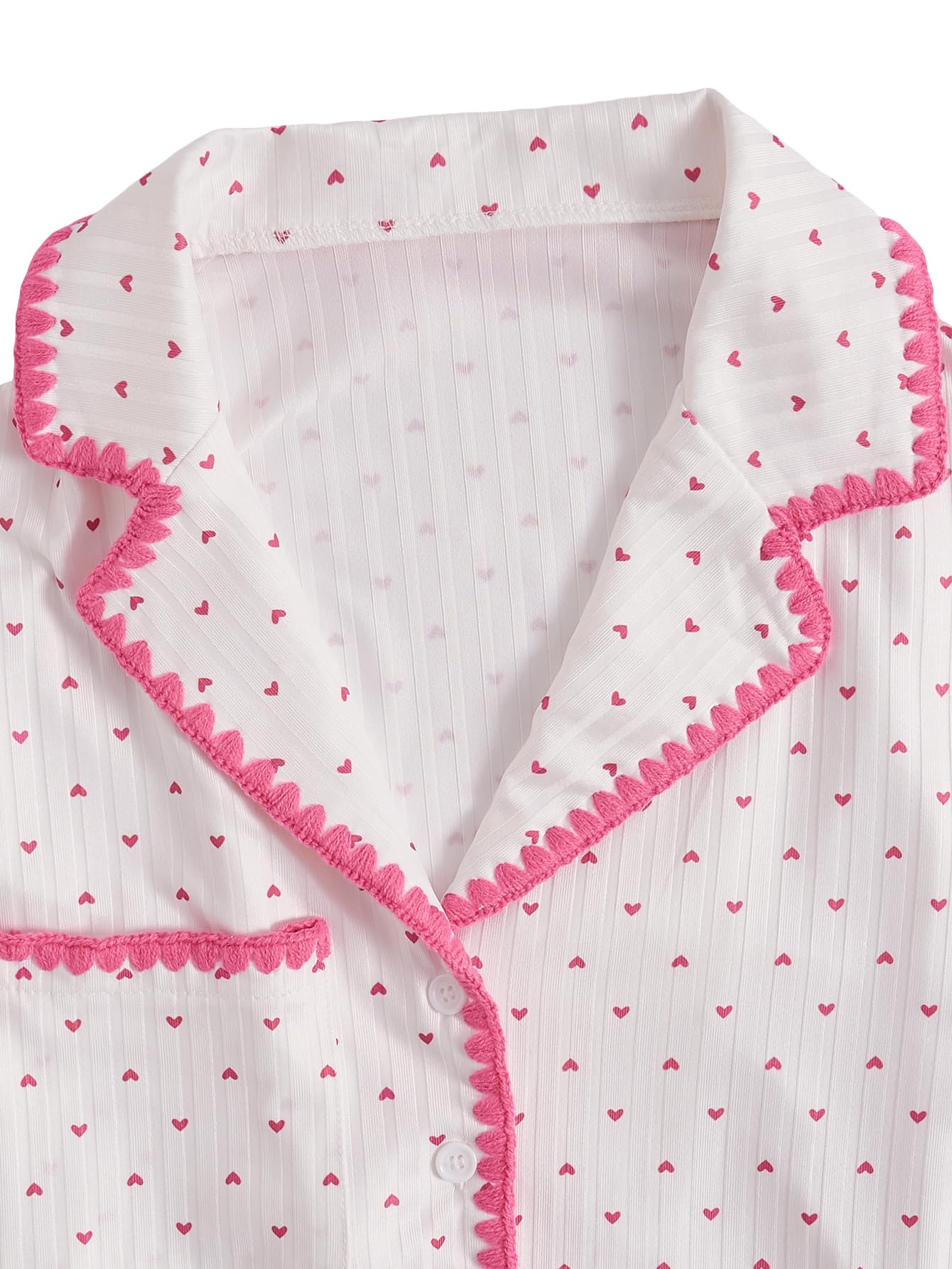 Verdusa Women's 2-Piece Pajama Set - Cute Button-Up Short Sleeve Top & Shorts Sleepwear - Soft & Comfortable Lounge Pjs for Nightwear, Relaxing at Home, or Sleepovers