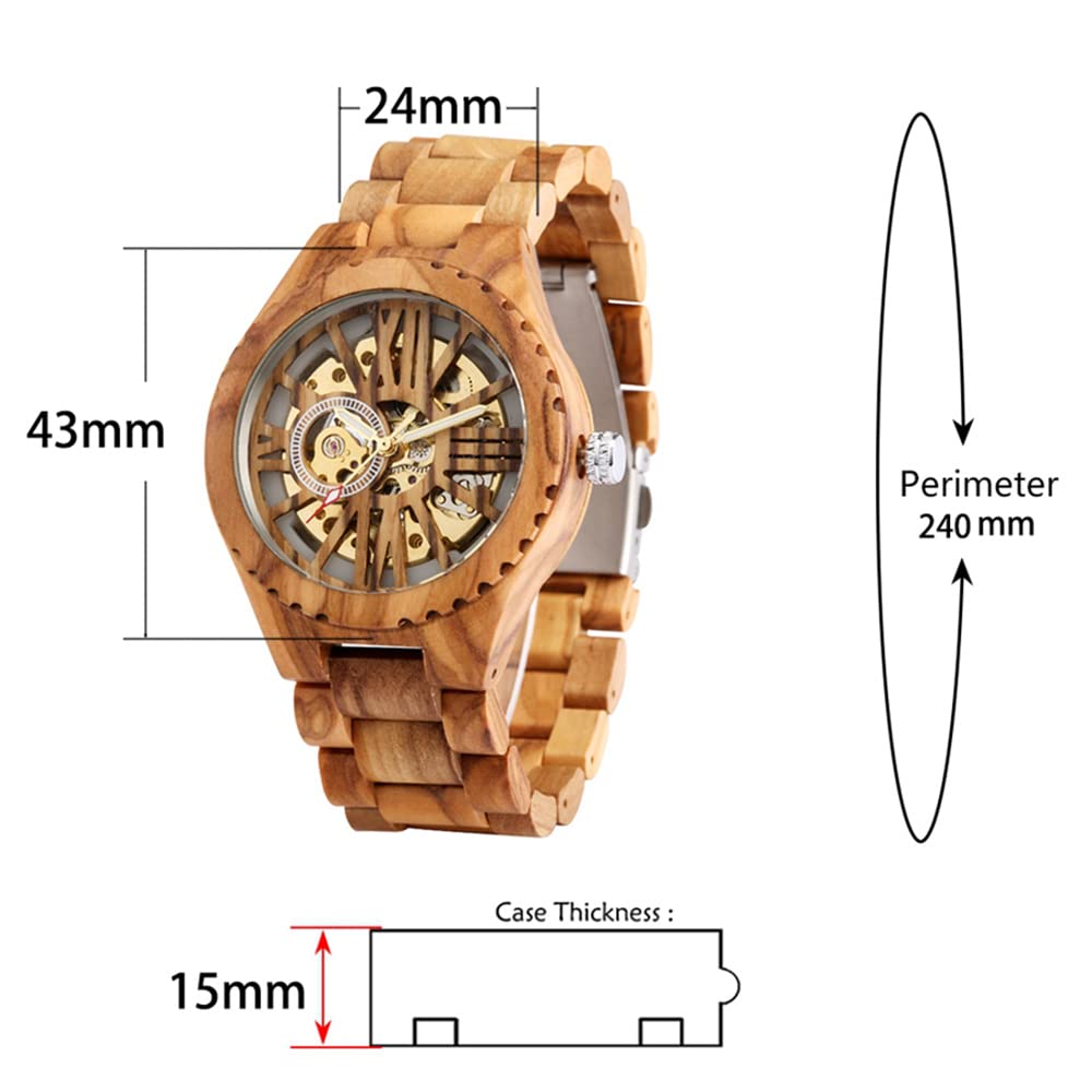 Wooden Watch for Men - Mechanical Movement & Wooden Strap | Perfect for Father's Day & Birthday Gifts