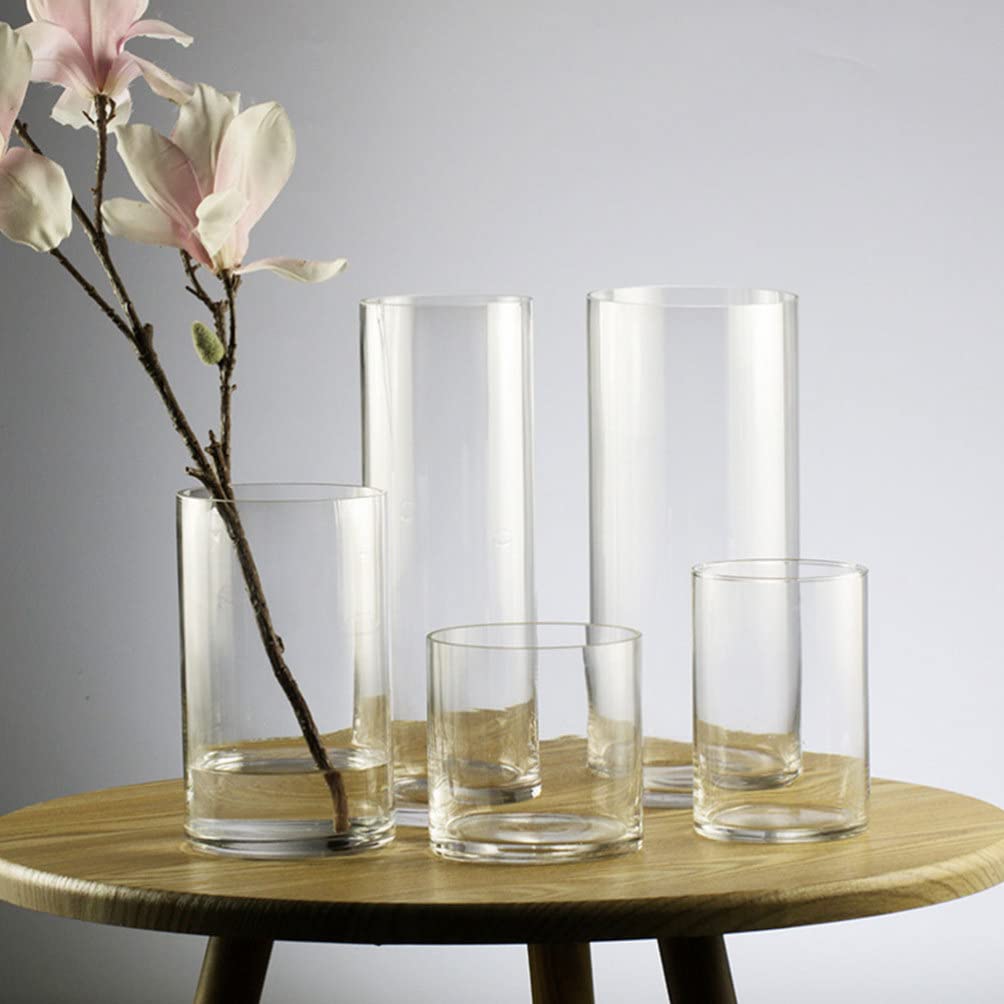 VICASKY Clear Glass Vase for Plants and Flowers - Transparent Floral Holder, Wedding Centerpiece, Bookshelf Decor - Perfect for Home, Office, and Event Decorations