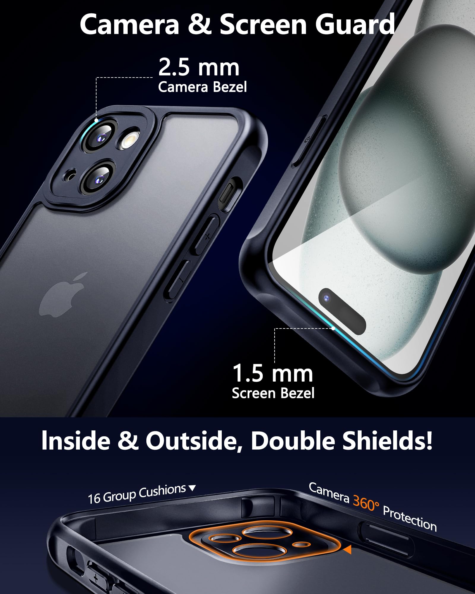 Premium iPhone 15 Plus Case with Full Camera Protection - Includes 2X Tempered Glass Screen Protectors, Anti-Slip Matte Finish, Shockproof Slim Design for Men & Women (Black) - Perfect for Daily Use, Travel & Outdoor Activities