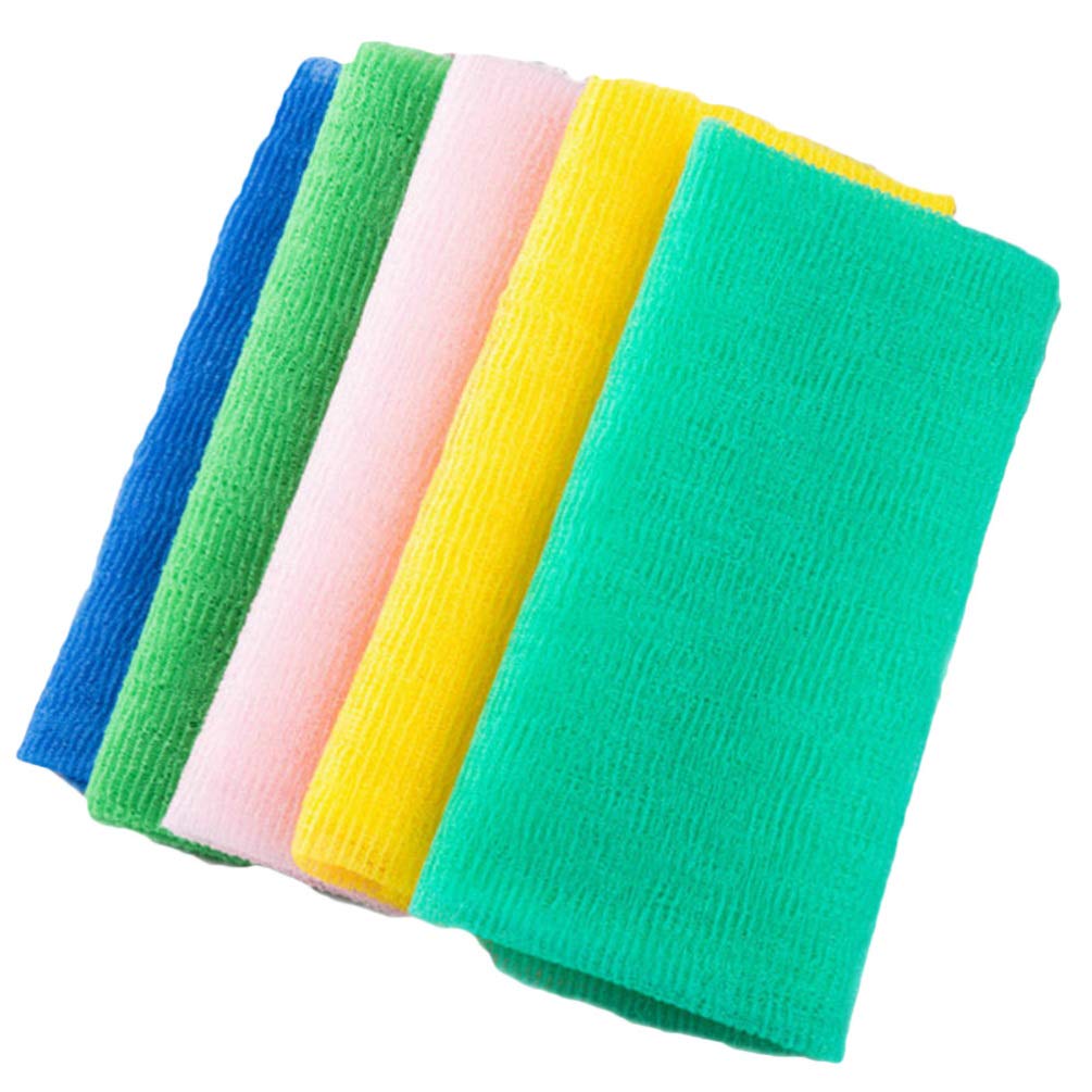 Healifty 5-Pack Exfoliating Bath Towels - Extra Long Back Scrubber for Deep Cleansing & Skin Renewal - Perfect for Shower, Spa, and Post-Workout Use