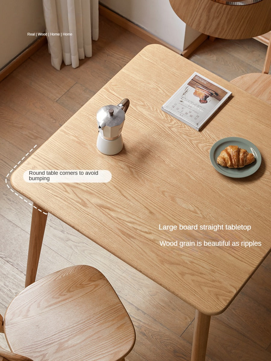 Solid Oak Wood Slanted Leg Square Dining Table - Modern Farmhouse Style for Kitchen, Dining Room & Small Spaces