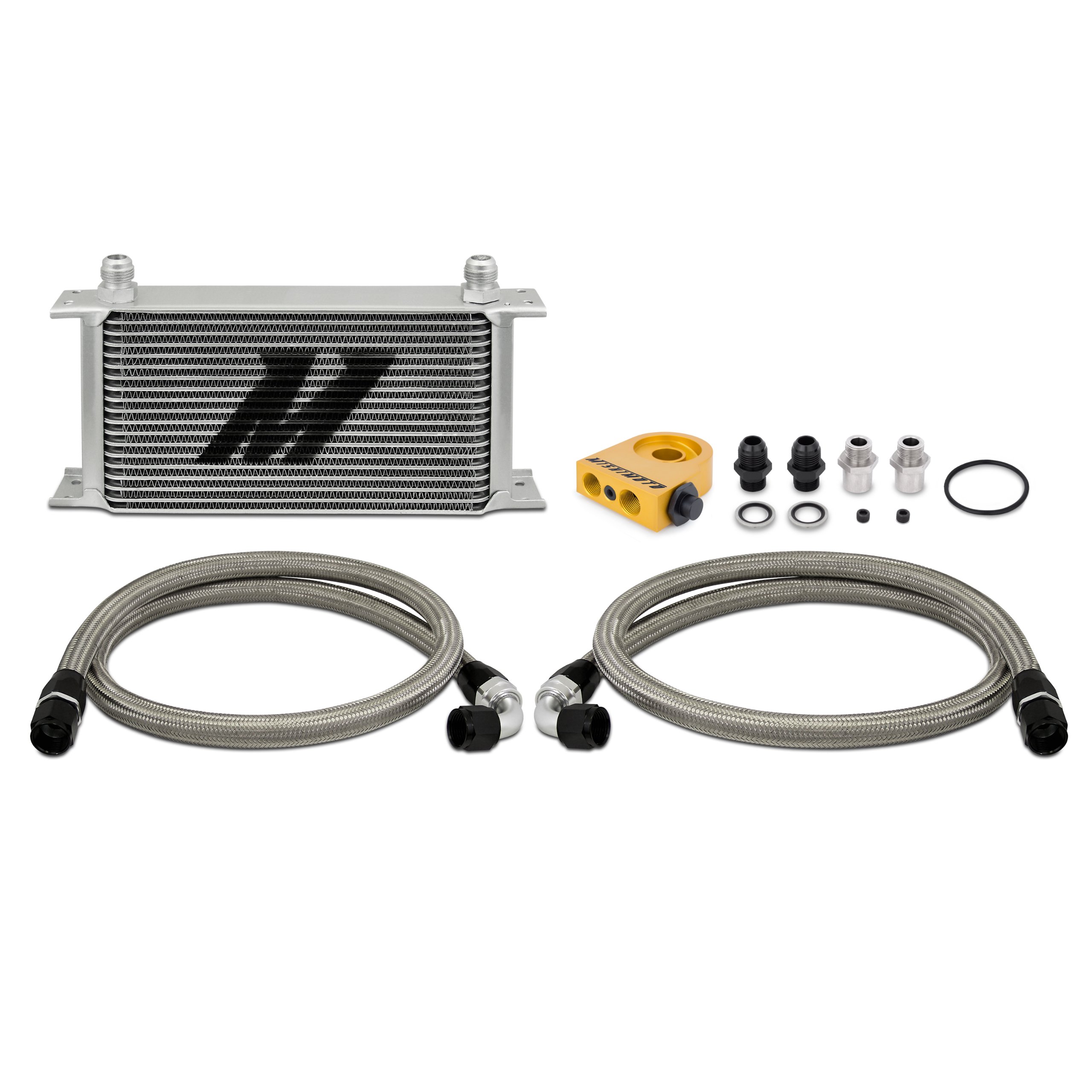 Mishimoto Universal 19-Row Thermostatic Oil Cooler Kit - Silver | High-Performance Engine Cooling for Cars, Trucks & Racing Vehicles