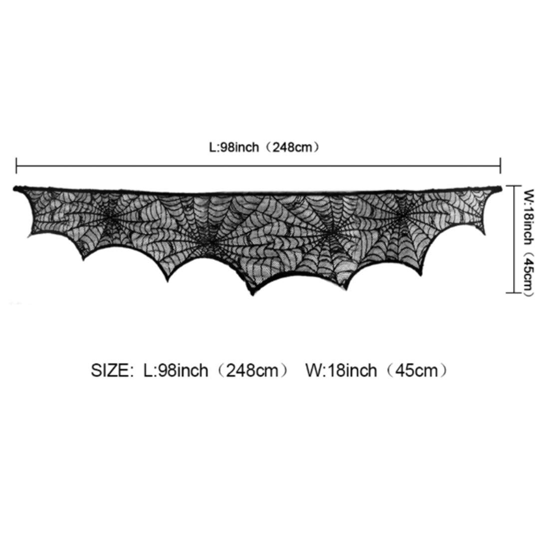 Spooky Halloween Tablecloth - Black Spider Web Design for Party Decor, Fireplace Mantle Cover, Scary Movie Night | Perfect for Halloween Decorations, Themed Parties & Home Haunting