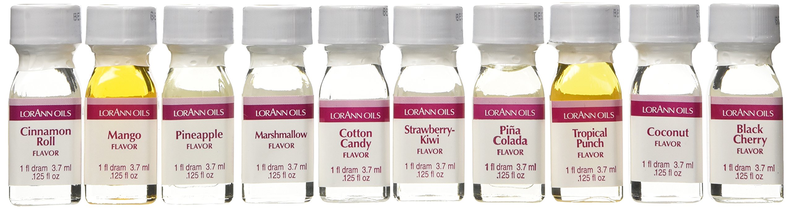 LorAnn SS Tropical Flavoring Oils Variety Pack - 10 x 1 Dram (3.7ml) Bottles - Perfect for Baking, Candy Making & DIY Lip Balms