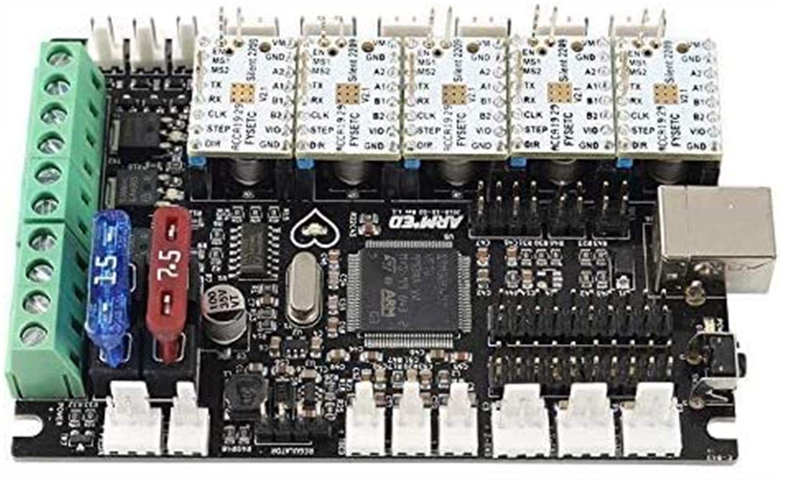 STM32 3D Printer Motherboard with TMC2209 Stepper Drivers - Marlin 2.0 Firmware for Prusa i3 MK3/S MK3S+ Upgrade | High-Precision Printing for DIY 3D Printers & Maker Projects