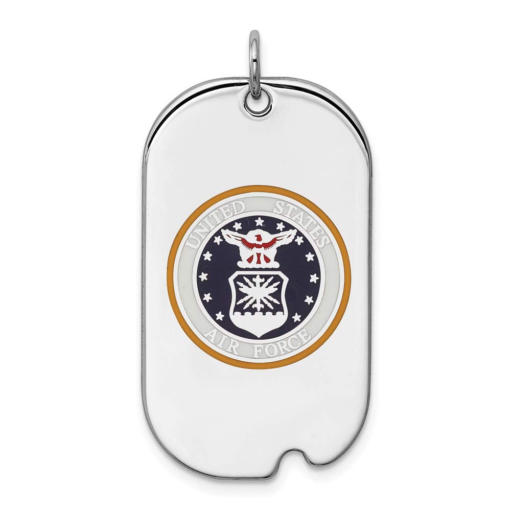Authentic 925 Sterling Silver Enamel US Air Force Dog Tag - 34mm x 19mm - Perfect for Military Gifts, Memorial Jewelry & Patriotic Accessories