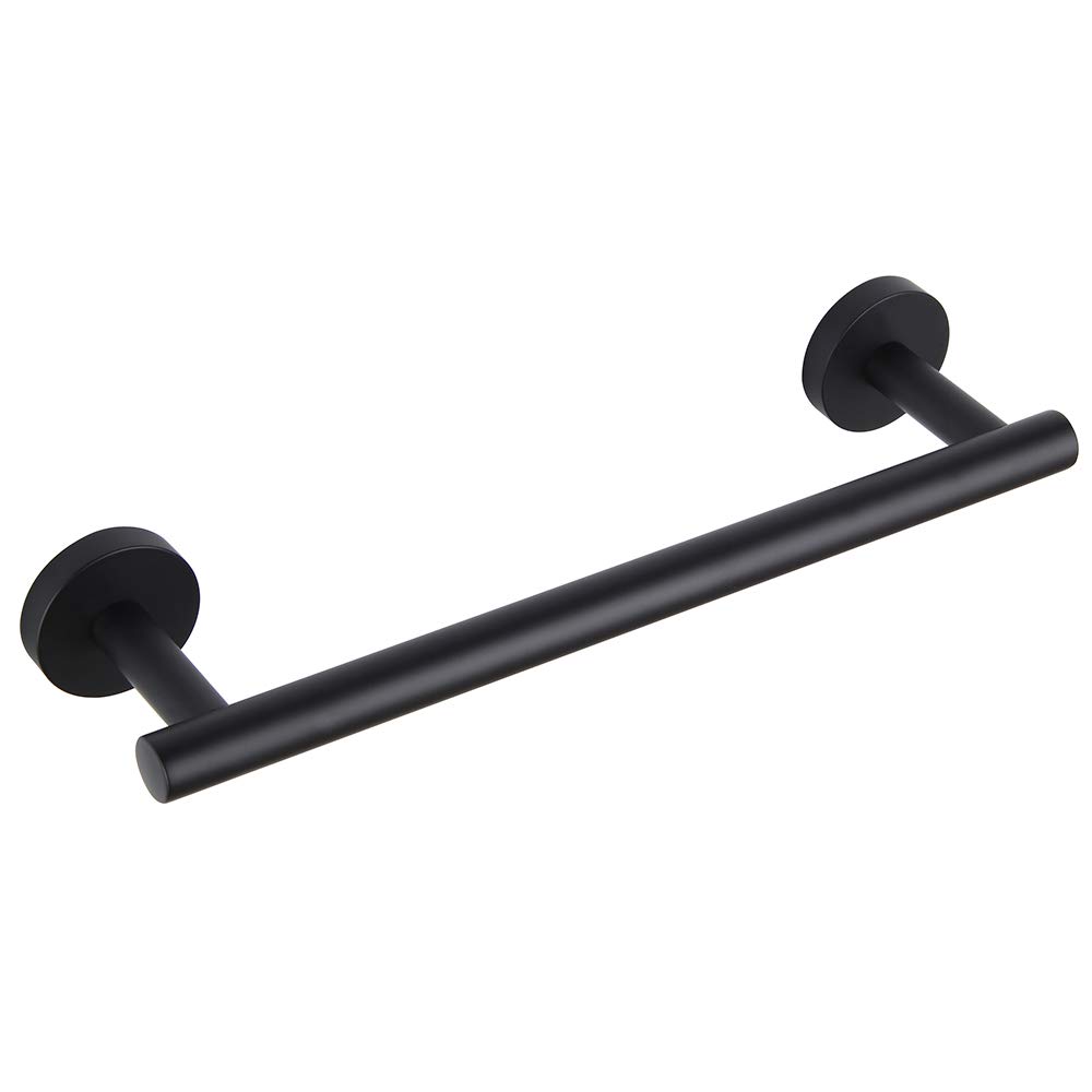 GERZ Contemporary 12-Inch Stainless Steel Towel Bar - Matte Black Wall Mounted Bathroom Towel Holder - SUS 304 Rustproof Bath Accessory for Hand & Face Towels - Perfect for Modern Bathrooms & Powder Rooms