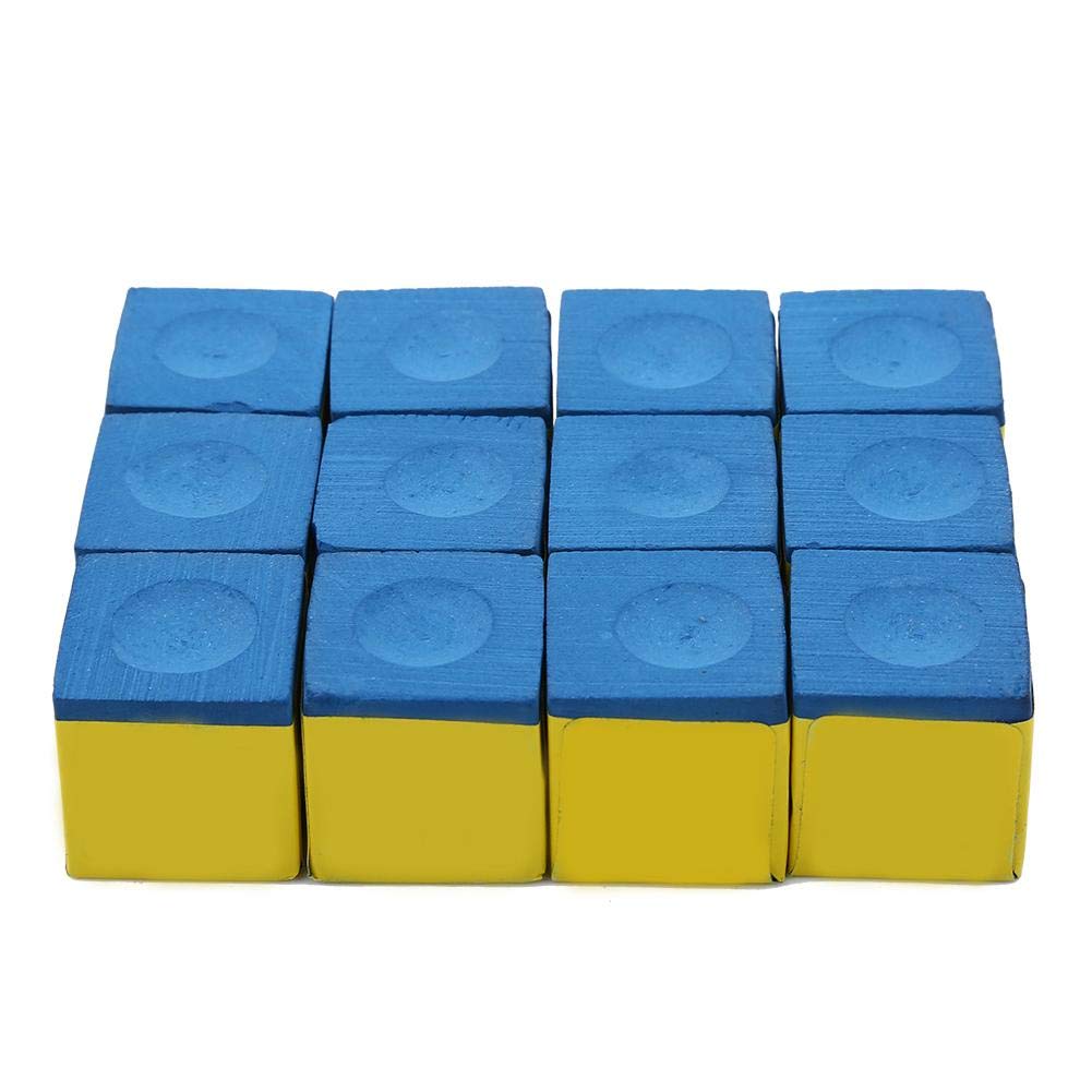 Alomejor No-Slip Billiard Chalk - Blue & Green Cue Tip Chalk for Pool & Snooker (12pcs/Box) - Perfect for Smooth Shots & Enhanced Grip in Professional & Home Game Rooms
