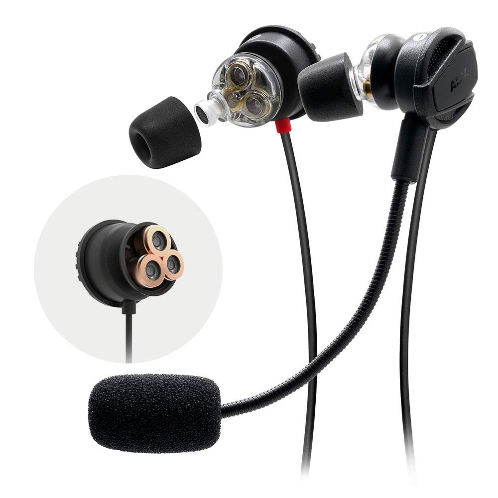 ADV. NSMO 3D 3-Driver Gaming Earbuds with Dual Microphone (Detachable & Built-in) & Volume Control - Compatible with Mobile, Nintendo Switch, Xbox One, PS4, PC - Perfect for Competitive Gaming & Immersive Audio Experience