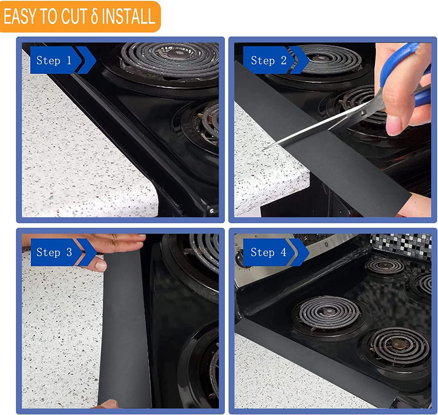 2 Pack 21 Inch Silicone Stove Gap Covers - Heat Resistant, Non-Slip Counter Gap Filler for Dustproof & Waterproof Protection (Black) - Perfect for Kitchen Safety and Cleanliness Between Stove and Countertop