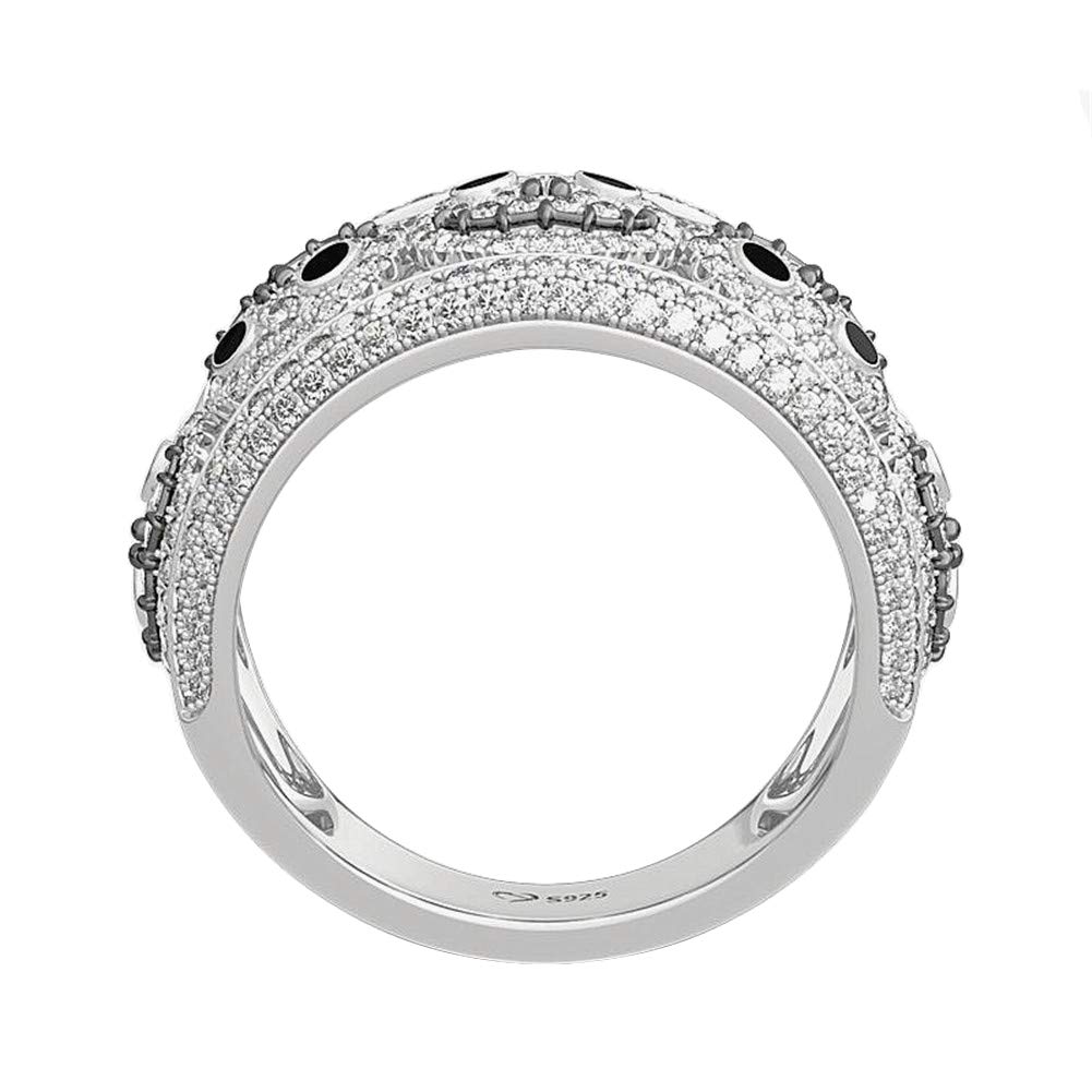 Jeulia Nightmare Before Christmas Wedding Band - 925 Sterling Silver Jack Skellington Skull Ring with CZ Solitaire & Side Stones | Halloween Jewelry, Christmas Gift, Birthday Present for Couples, Festival Accessories | Perfect for Cosplay, Themed Weddings & Holiday Parties