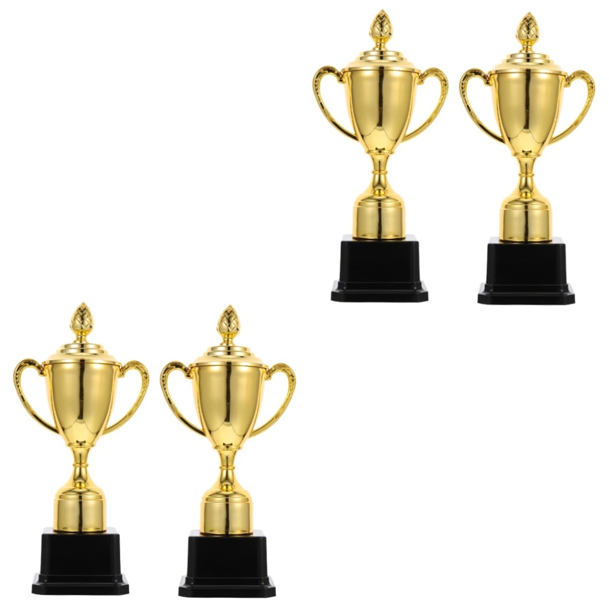 Toyvian 4-Piece Gold Plastic Trophy Cups Set - Sports Tournament Awards, Competition Prizes & Achievement Recognition - Perfect for Soccer, Basketball, Baseball Tournaments & School Award Ceremonies