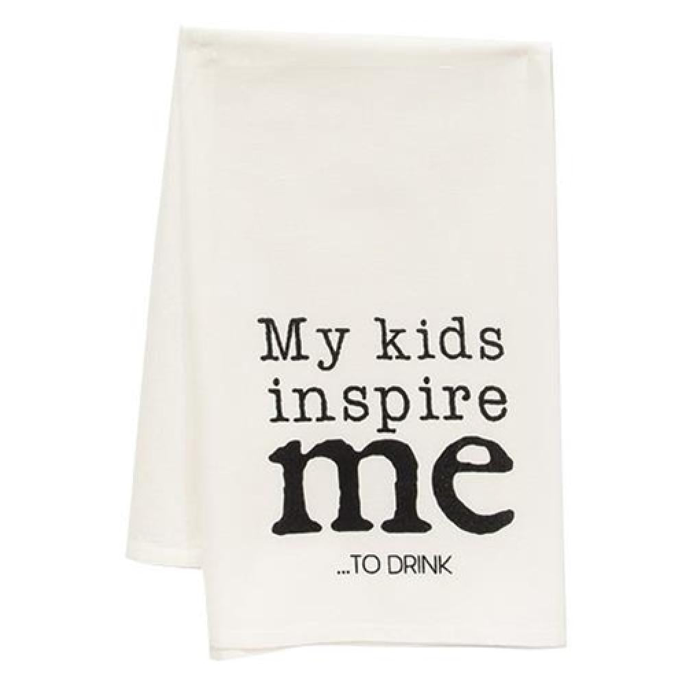 My Kids Inspire Me To Drink Dish Towel - Funny Kitchen Towel for Parents - Perfect for Washing Dishes, Cleaning & Decorating Kitchen