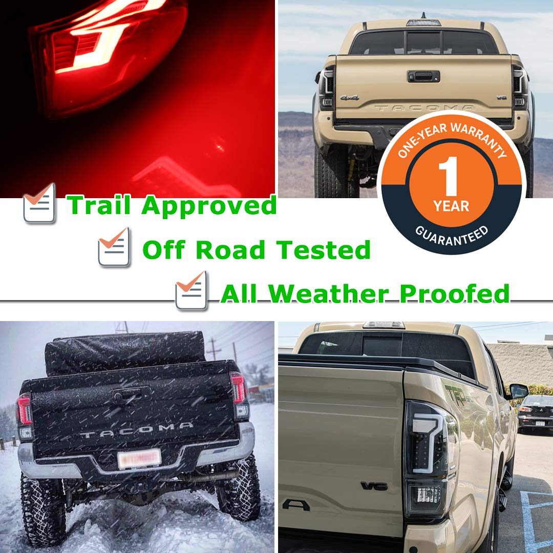 Winjet LED Tail Light Assembly for Toyota Tacoma 2016-2023 - Red Glow Bar Running Lights - Waterproof Rear Brake Lights - Left & Right Pair - Perfect for Off-Roading, Night Driving & Custom Truck Upgrades