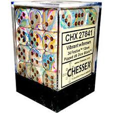 Chessex D6 36-Pack Vibrant Brown Festive 12mm Pipped Dice Set - Perfect for Tabletop RPGs, Board Games & Dungeons & Dragons
