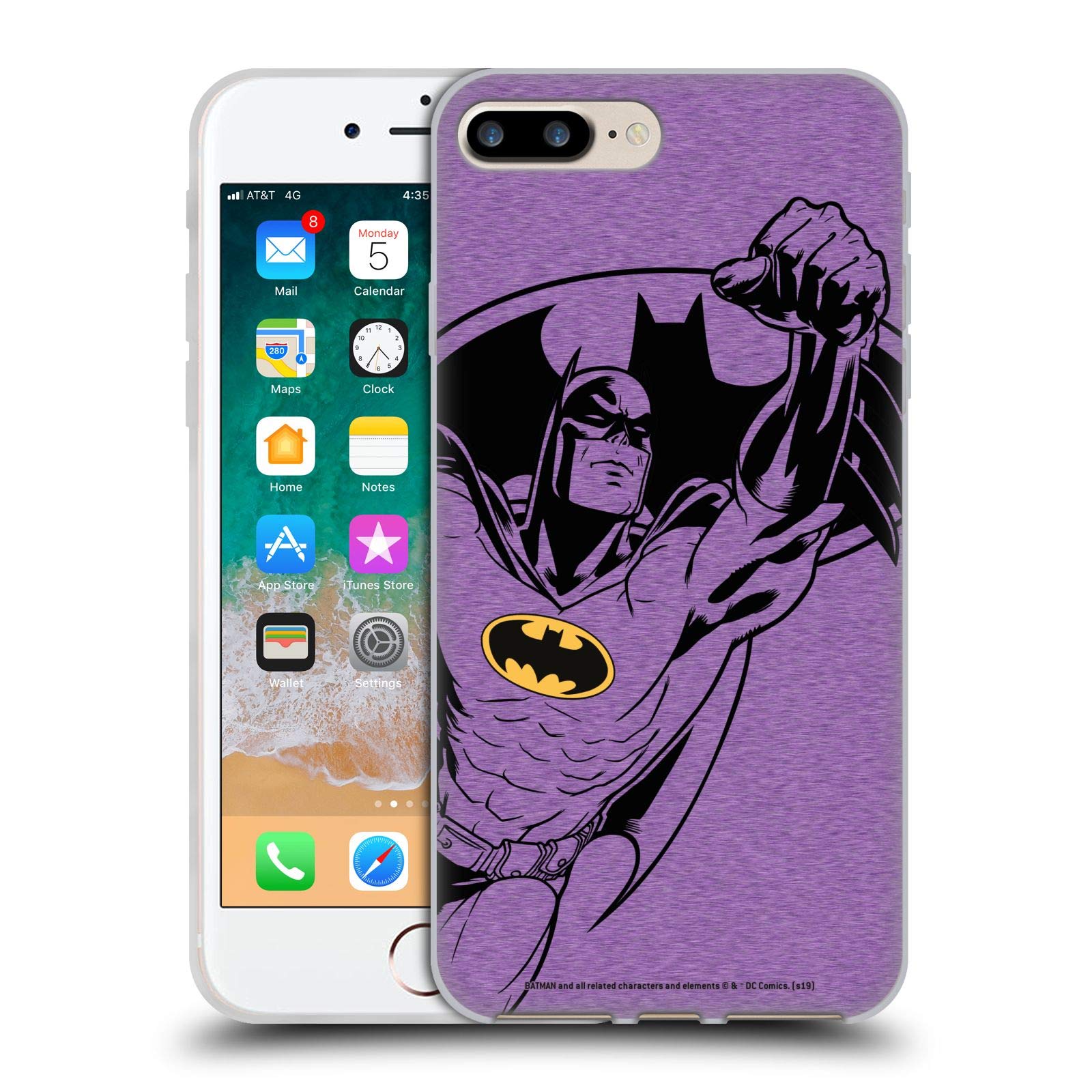 Head Case Designs Batman DC Comics Purple Logo Soft Gel Case for iPhone 7 Plus/8 Plus - Durable Protection & Superhero Style for Everyday Use