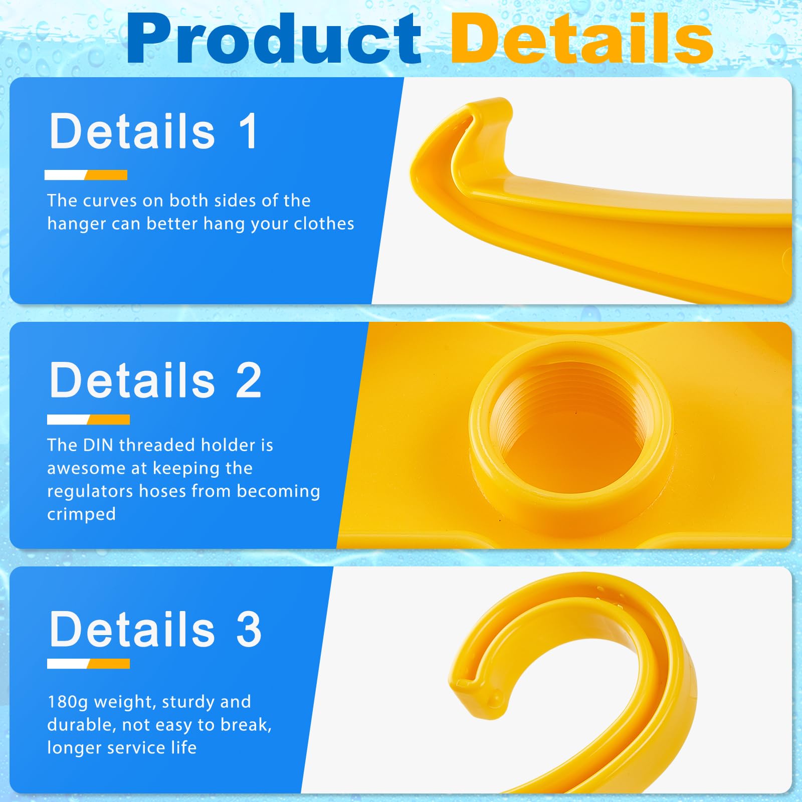6-Piece Scuba Diving Gear Hanger Set - BC Regulator & Wetsuit Hanger with DIN Threads, Tactical Vest Hanger for Dry Clothes & BCD Side Hanging - Perfect for Scuba Diving, Snorkeling & Water Sports Equipment Storage