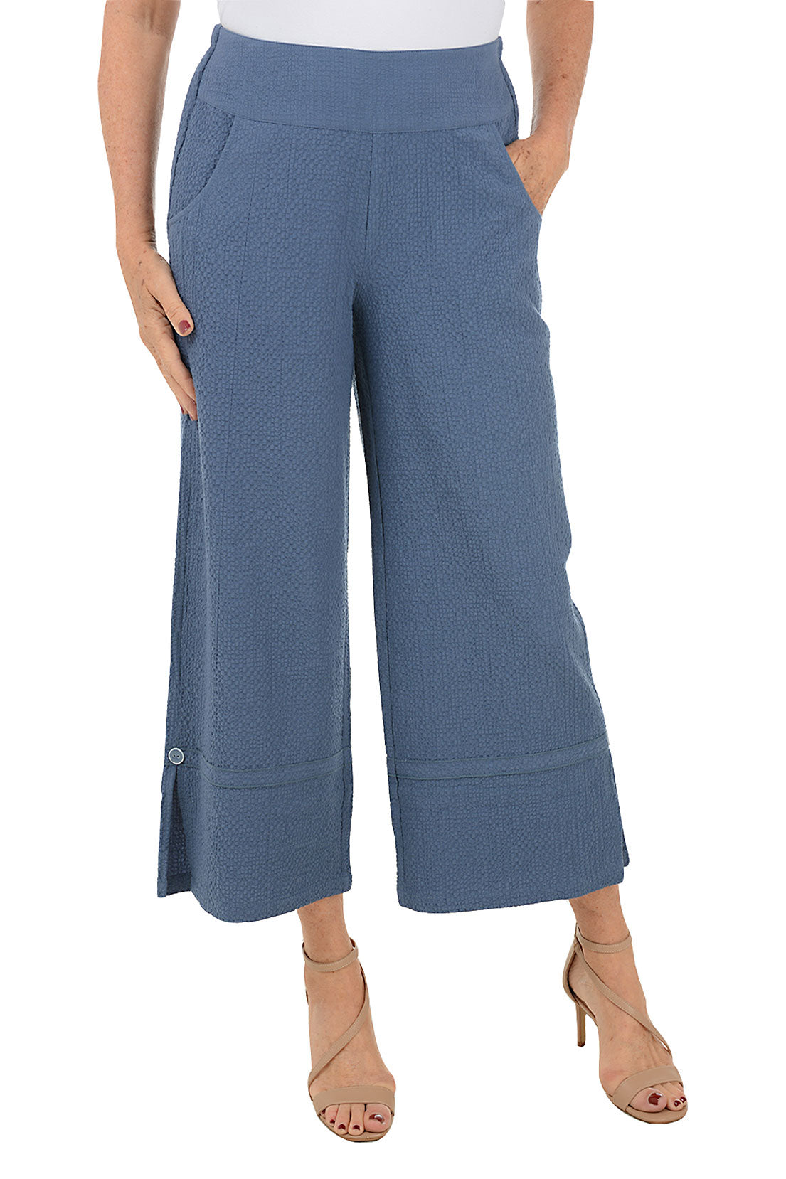 Bubble Gauze Wide Leg Pants for Women - Lightweight Breathable Linen Palazzo Pants for Summer, Beach, Yoga & Casual Wear