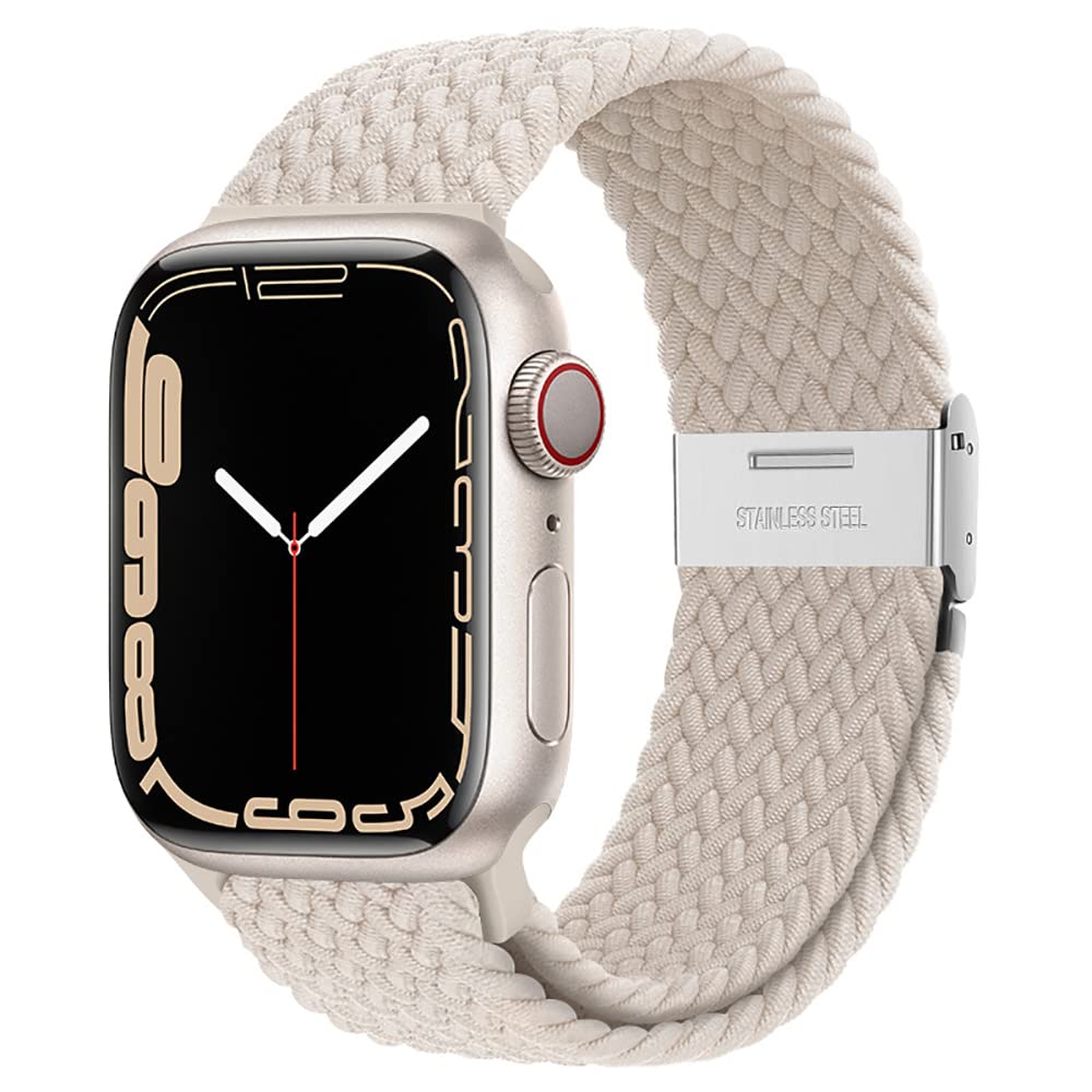 Braided Nylon Apple Watch Bands for Series 9/8/7/6/5/4/3/2/SE/Ultra/Ultra 2 - Adjustable, Breathable Replacement Strap for 38mm/40mm/41mm/42mm/44mm/45mm/49mm - Perfect for Workouts, Running & Everyday Wear