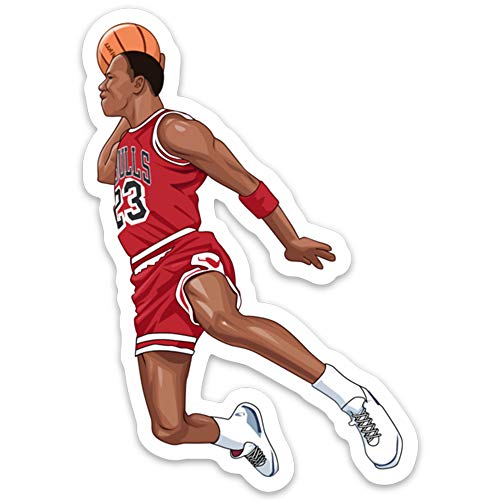 MJ Sticker - 4 Inch Waterproof Vinyl Decals for Laptop, Water Bottle, Car & Skateboard - Funny Sports & Basketball Stickers - Perfect Small Gift for Fans - Ideal for School, Office, Gym & Game Day Decor
