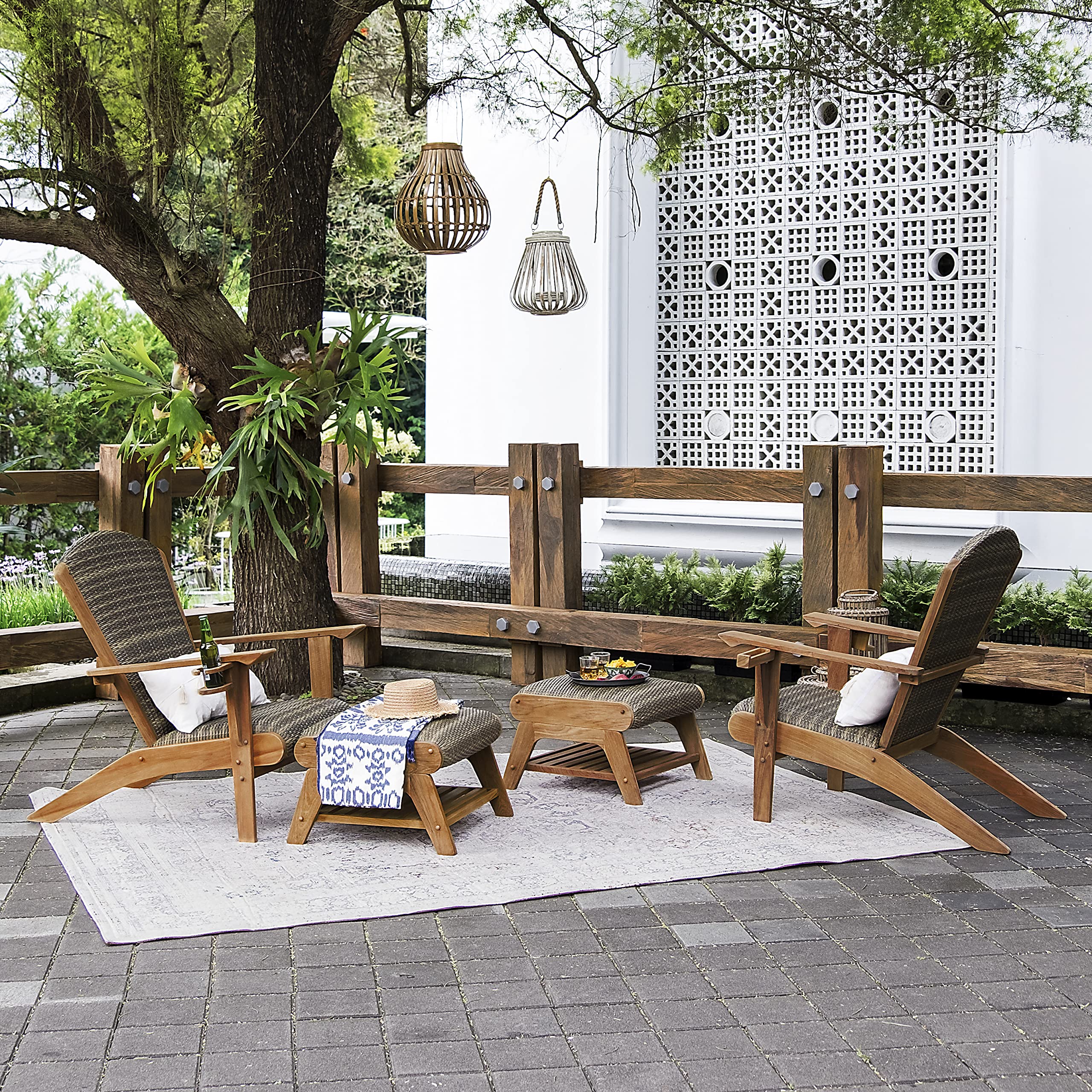 Cambridge Casual Auburn Upholstered Outdoor Ottoman - Water-Resistant Patio Footrest, Perfect for Garden, Deck, Poolside & Porch Relaxation