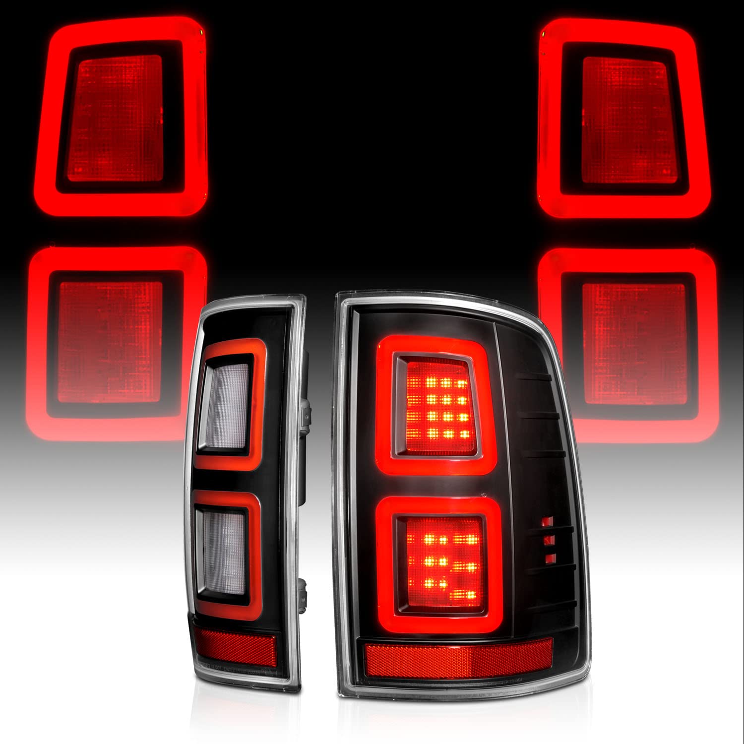 Full LED Parking Light Bar Brake Reverse Tail Lights for 2009-2018 Dodge Ram 1500 2500 3500 - OE LED Compatible - Perfect for Night Driving & Off-Road Adventures