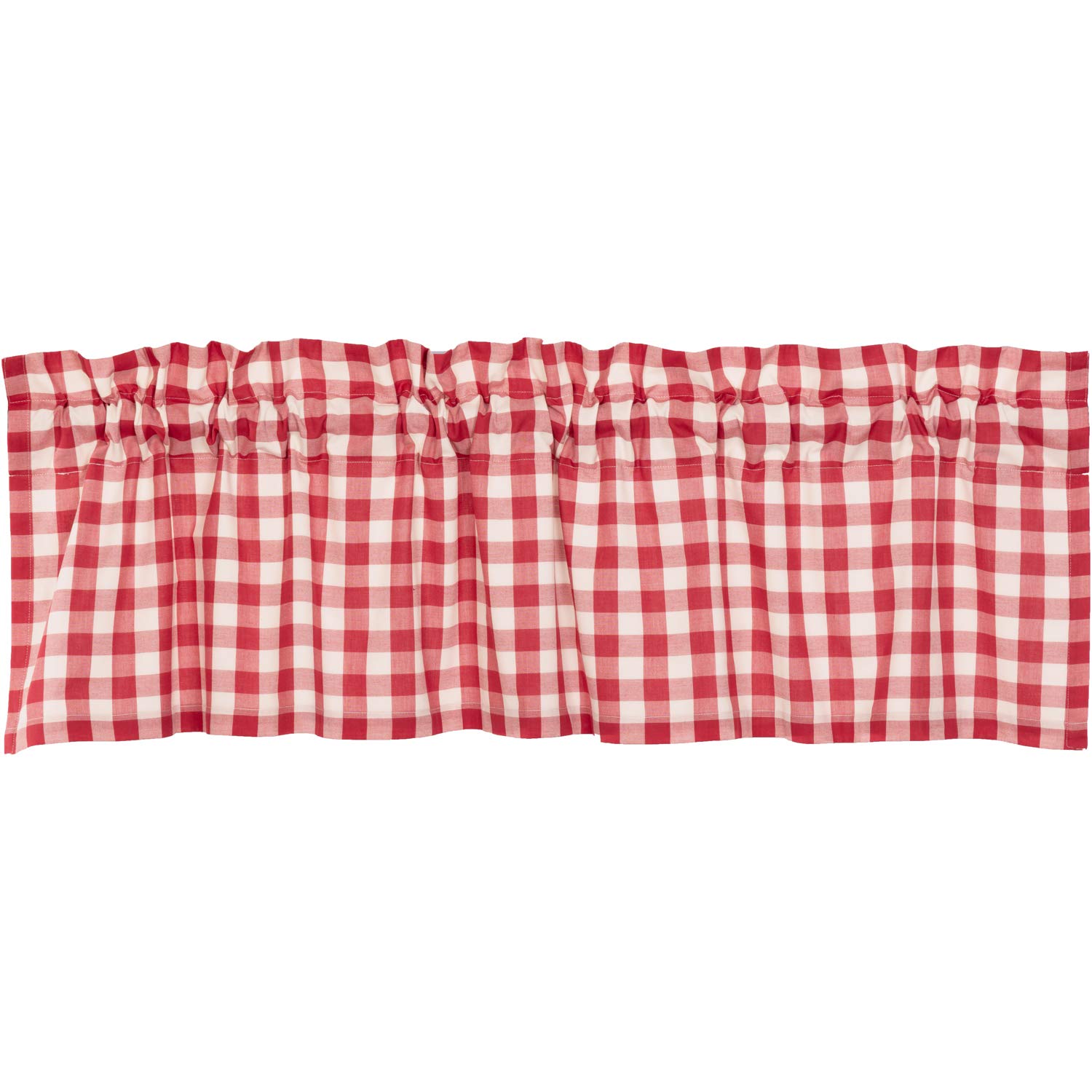 Farmhouse Red Buffalo Check Cotton Kitchen Curtains - 16x60 Inch Rod Pocket Valance with Hanging Loops - Perfect for Country Style Windows, Dining Room & Cozy Home Decor