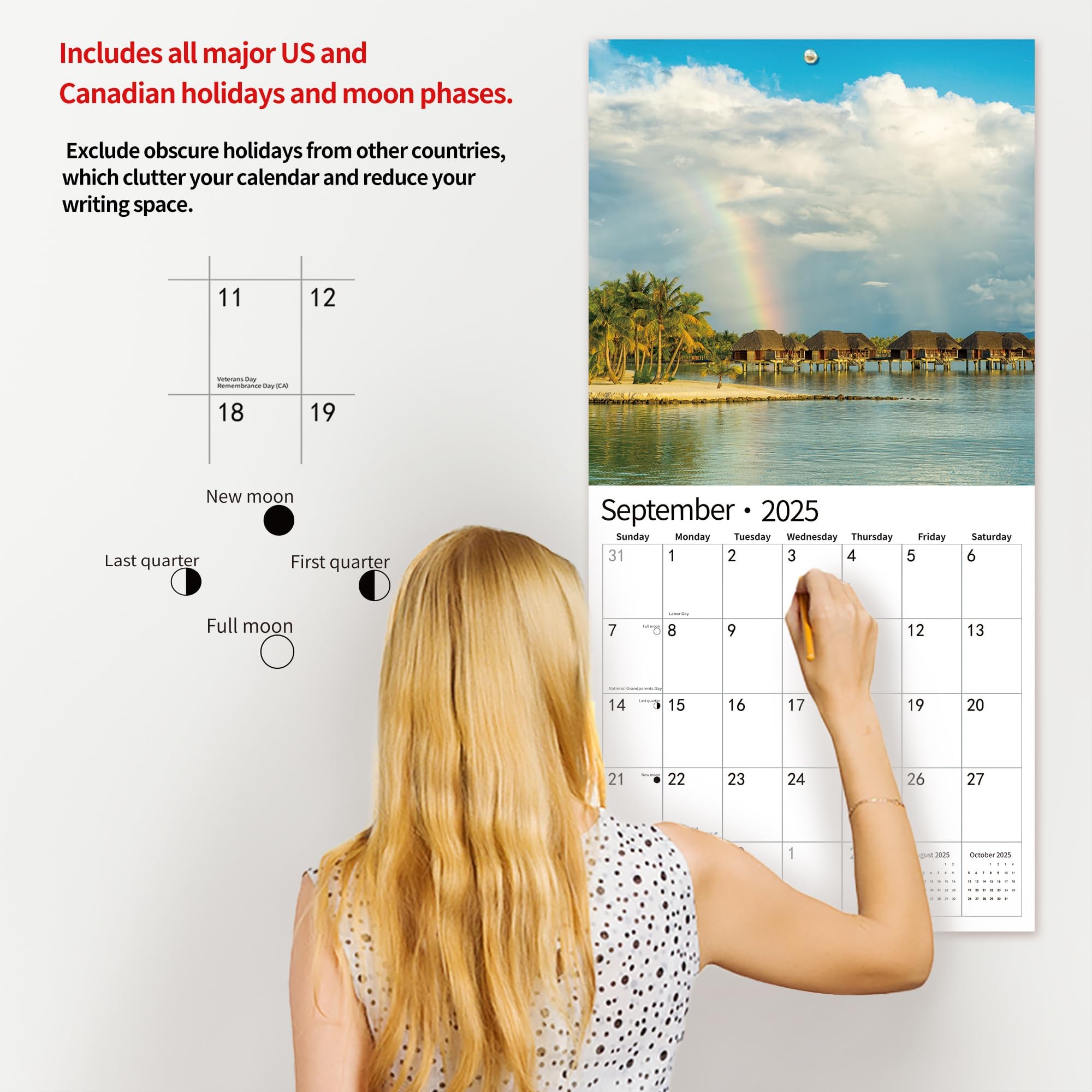 2025 Tropical Beaches Wall Calendar - January to December 2025 | 12x24 Inch Large Format with Thick Sturdy Paper | Perfect for Home, Office & School Planning | Monthly Full-Page Design for Easy Organization