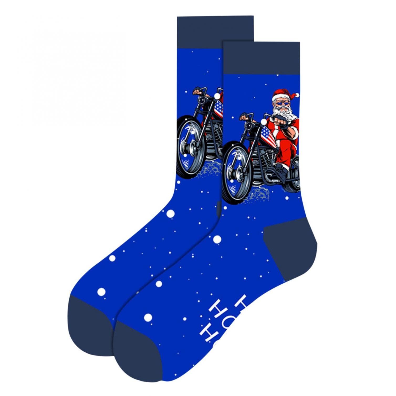 AKIMPE Men's Warm Winter Socks - Christmas Santa Snowflake Pattern, Mid-Calf Cotton Socks for Cold Weather - Perfect for Holiday Gifts, Outdoor Activities & Cozy Indoor Wear