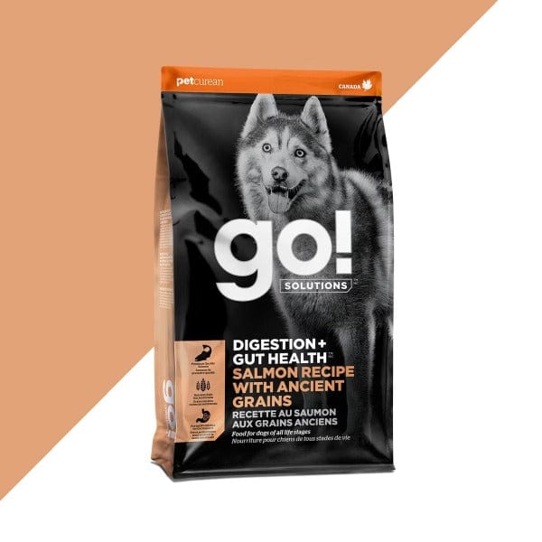Go! Solutions Digestion + Gut Health Salmon Recipe Dry Dog Food with Ancient Grains - Supports Healthy Digestion for Dogs with Sensitive Stomachs - Perfect for Adult Dogs & Puppies with Allergies or Food Sensitivities