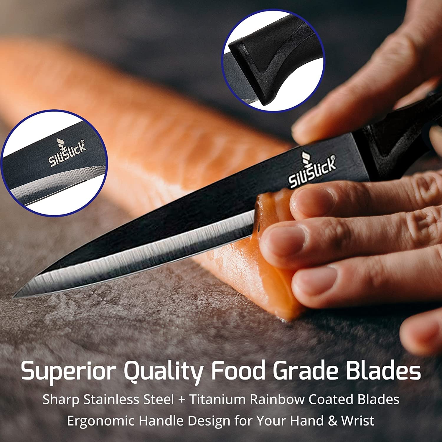 Rainbow Titanium Coated Kitchen Knife Set - 6-Piece Stainless Steel Knives with Chef, Bread, Santoku, Paring & Utility Knives - Sharp Kitchen Cutlery with Blade Covers - Perfect for Home Cooking, BBQ & Gift Giving