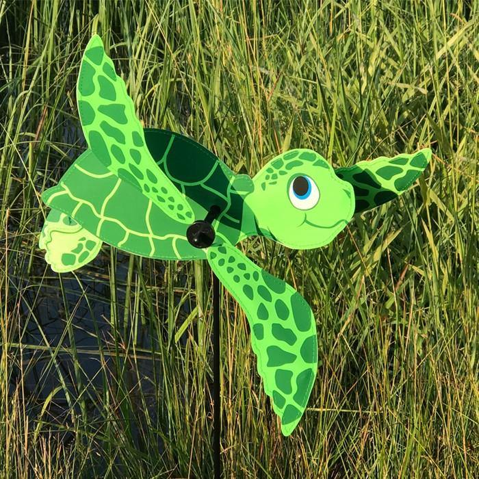 Sea Turtle Baby Whirligig Wind Spinner - Colorful Garden Decor for Outdoor Patio, Yard & Lawn - Perfect for Beach Themed Parties & Coastal Home Decor
