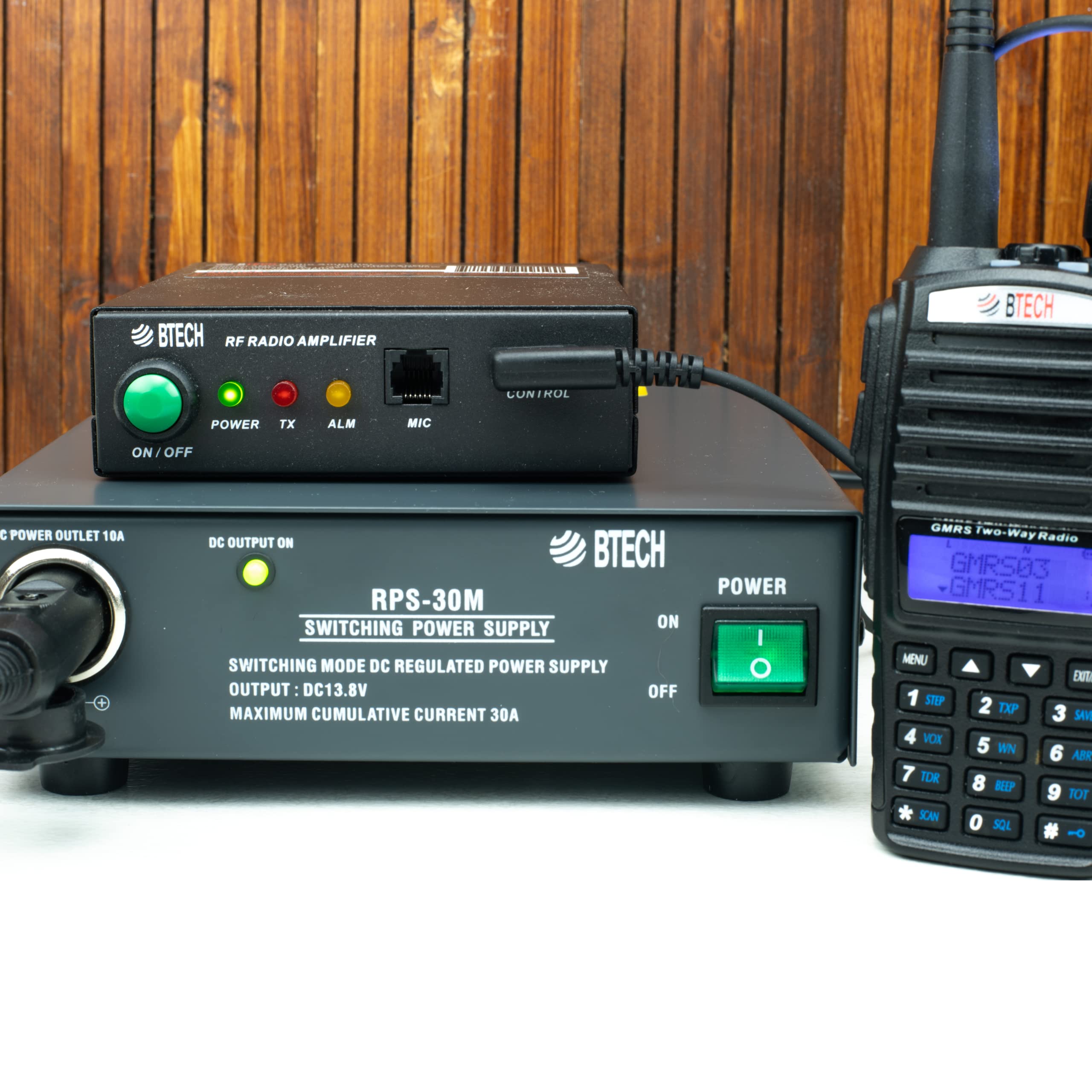 BTECH RPS-30M 30A Compact Regulated Bench Power Supply - 13.8V AC/DC Converter with Screw Terminals & Cigarette Lighter Plug for Car Audio, Ham Radio & Electronics Testing