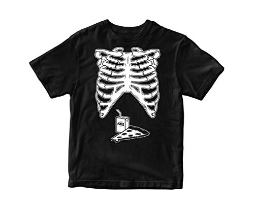 Kids Tee - Skeleton Costumes Juice Box & Pizza - Black