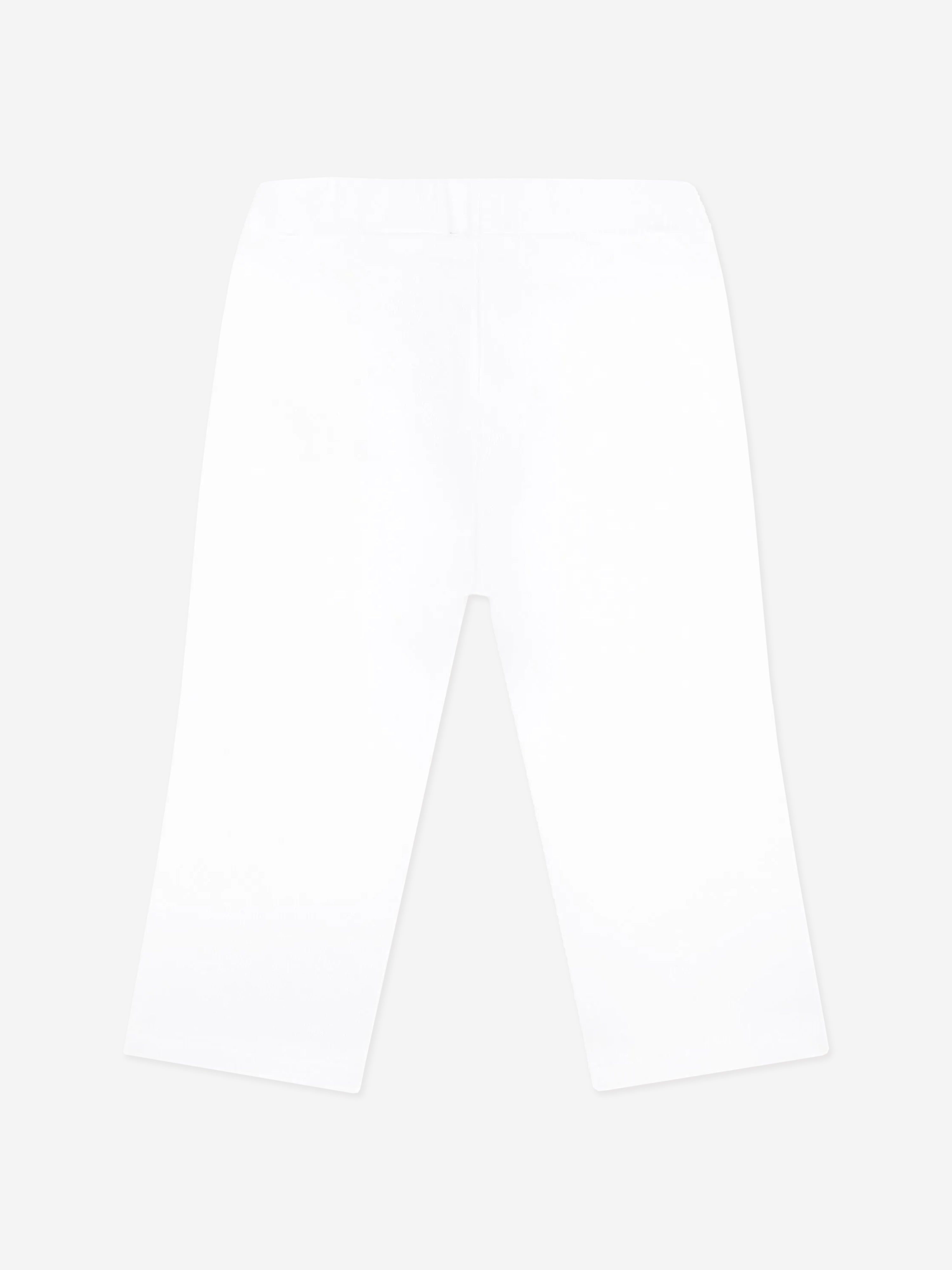 Baby Girls White Logo Button Trousers - Comfortable Casual Pants for Playtime & Everyday Wear