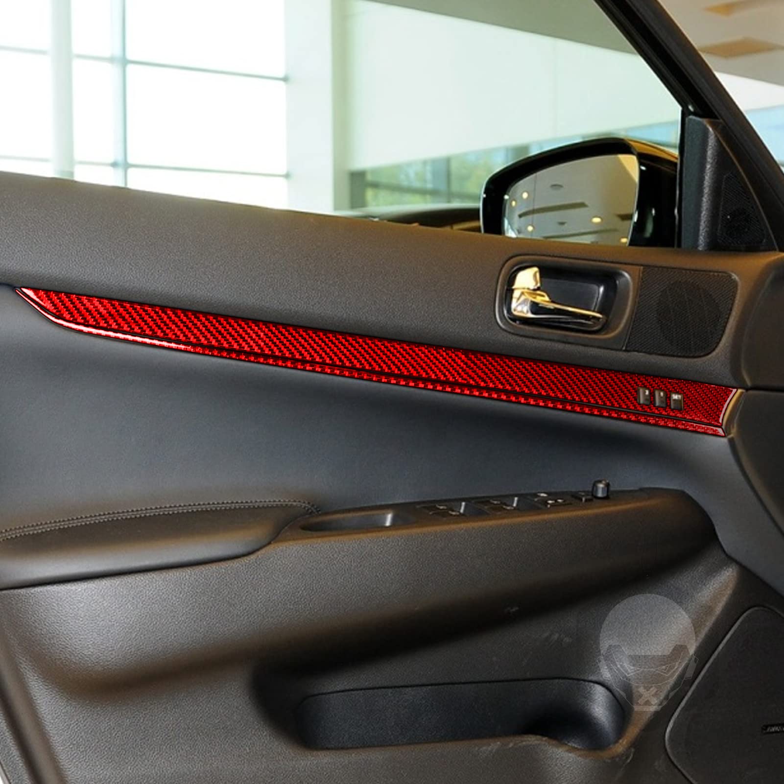 8pcs Carbon Fiber Car Door Trim Stickers for G37/Q60 2010-2015 - Red Interior Accessories for Car Customization