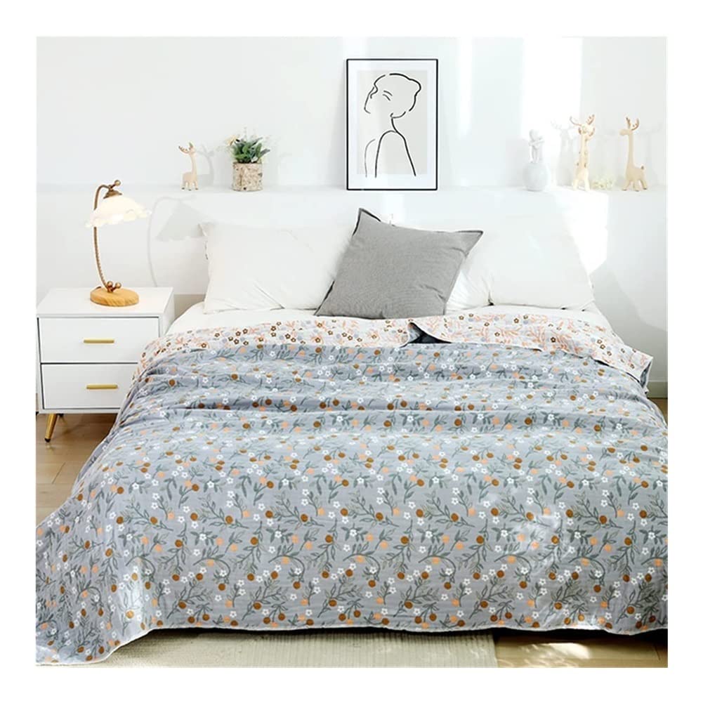 Z Create Design Summer Cooling Cotton Gauze Quilt - Small Floral Lightweight Blanket & Throw, Lace Bed Cover for Nap, Sofa, or Outdoor Use (150x200cm, Color A) | Breathable Soft Sheet for Hot Weather