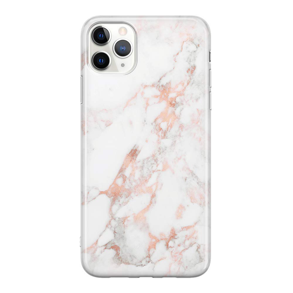 uCOLOR iPhone 11 Pro Max Case (6.5 inch) - Rose Gold White Marble Slim Soft TPU Silicone Shockproof Protective Cover | Compatible with iPhone 11 Pro Max 2019 | Perfect for Everyday Use, Work & Travel Protection