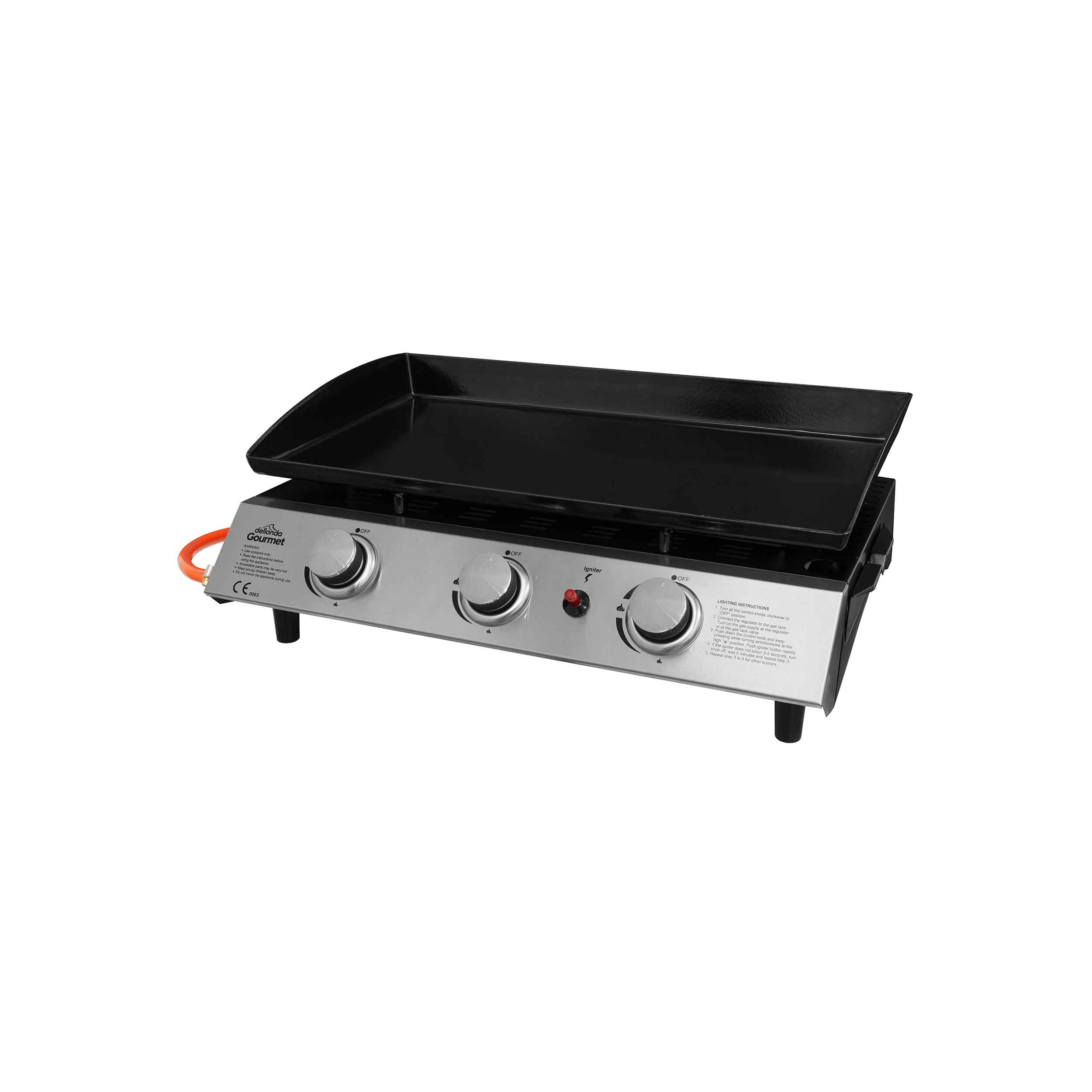 3 Burner Portable Gas Griddle 7.5kW BBQ Grill with Stainless Steel Surface - Perfect for Outdoor Cooking, Camping, and Backyard Parties | DG22