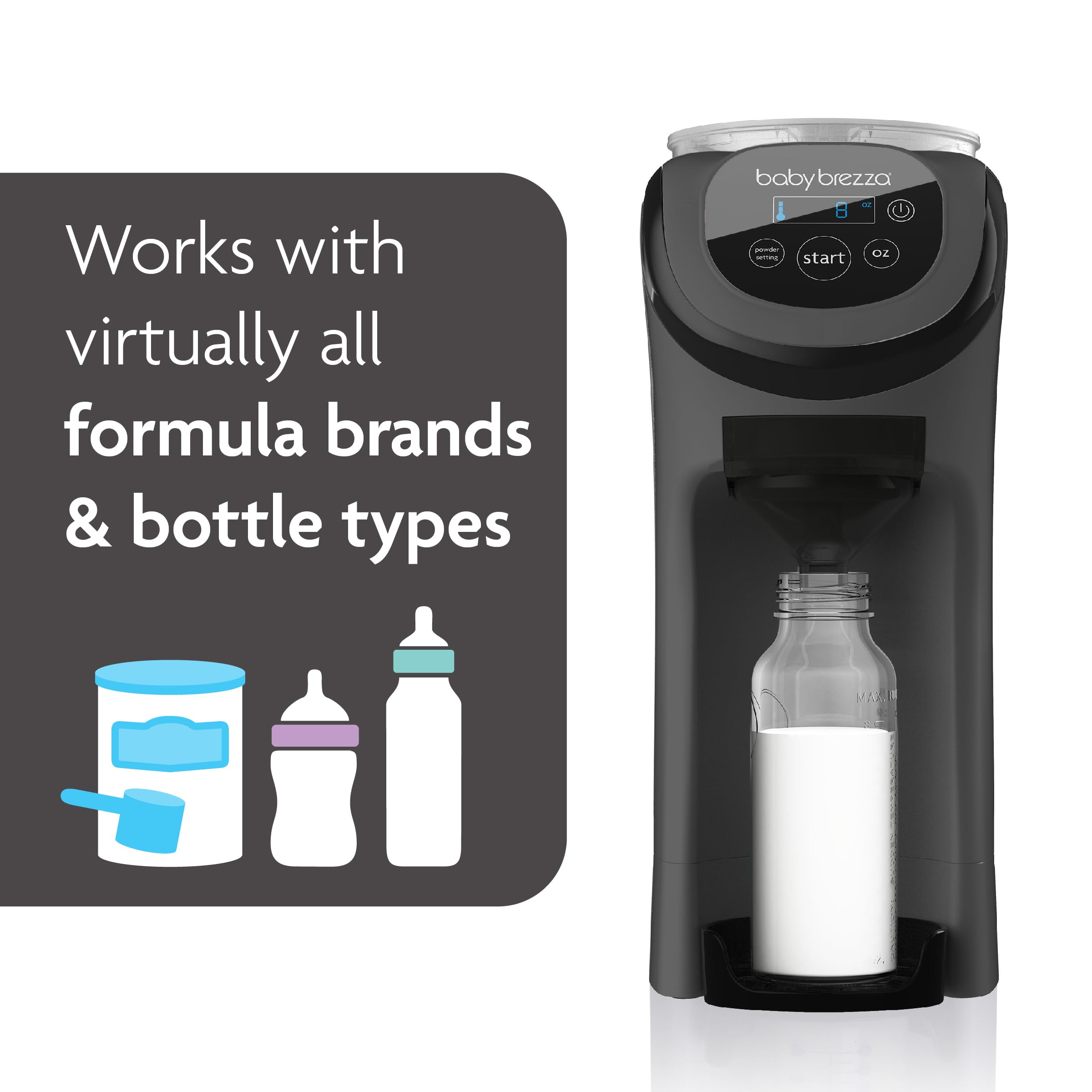Baby Brezza Formula Pro Mini Portable Baby Formula Maker Machine - Compact & Travel-Friendly for Small Spaces - Perfect for On-the-Go Bottle Feeding - Ideal for Home, Travel, Daycare & Outdoor Use - Charcoal Gray