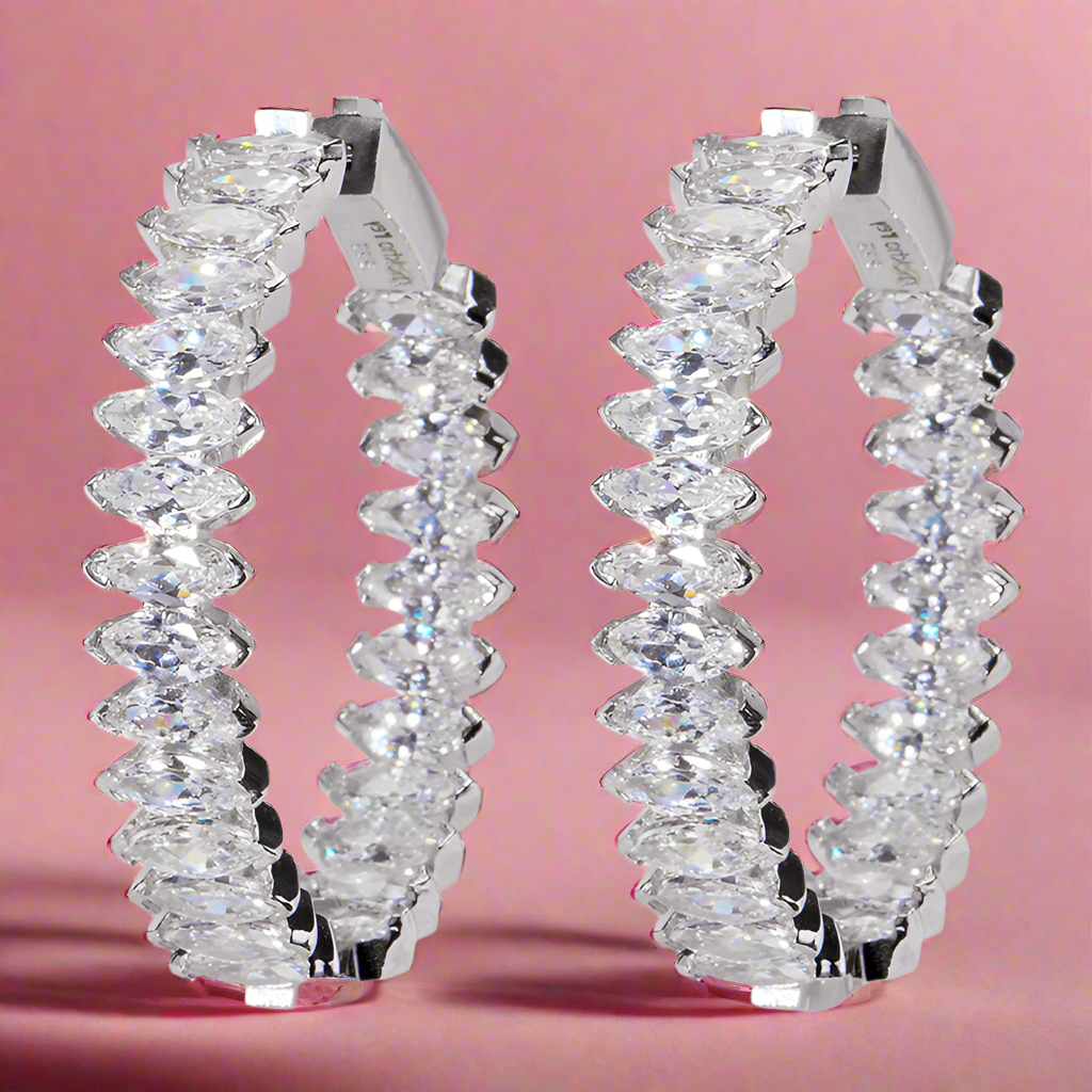 Elegant Marquise Hoop Earrings for Women - 14K Gold Plated Dangle Drop Earrings for Daily Wear & Special Occasions