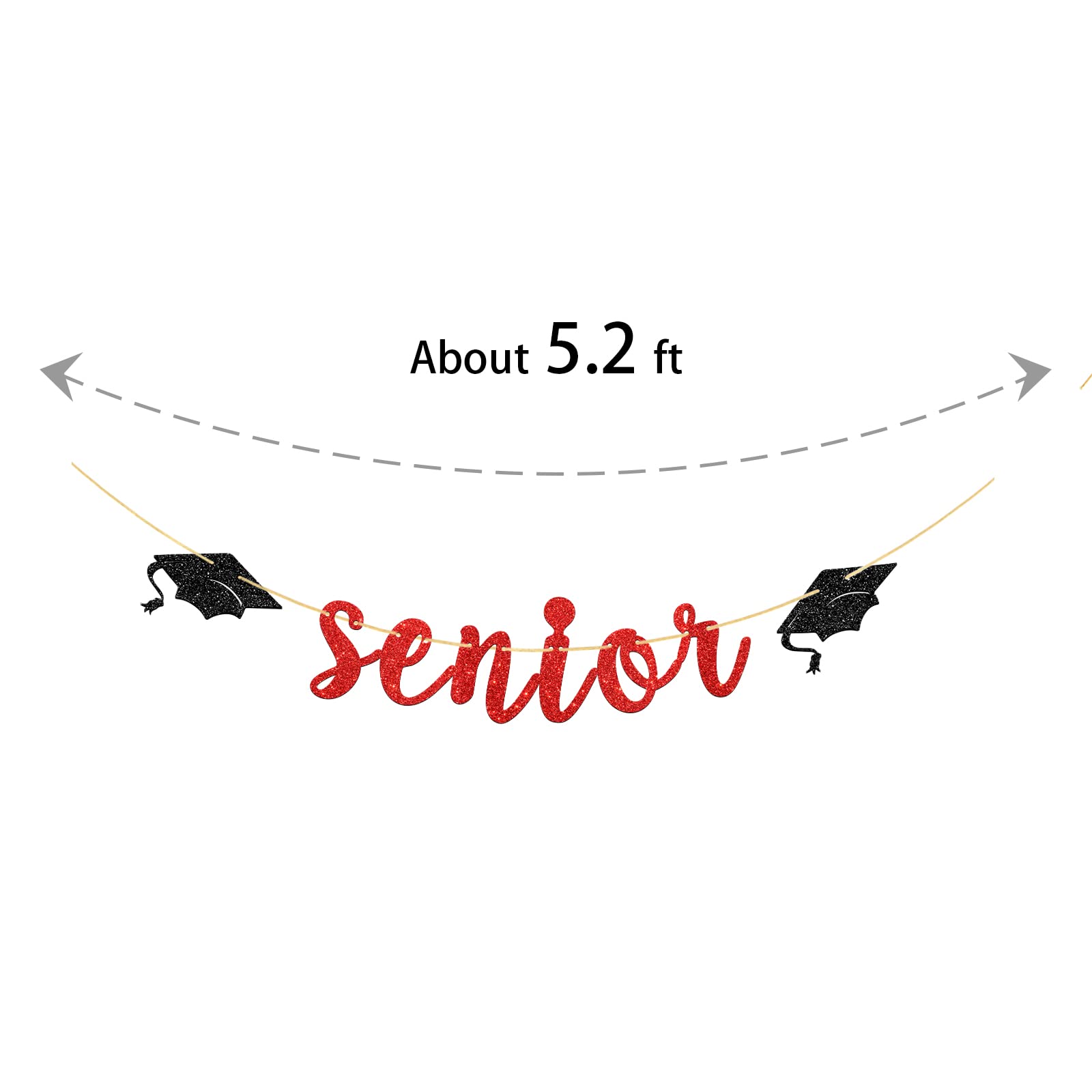 Red Glitter Senior Graduation Banner - Class of 2024 High School Party Decorations | Congrats Grad Bunting for School Graduation Ceremony & Celebration - Perfect for Wall Decor, Photo Backdrops, and Commencement Parties