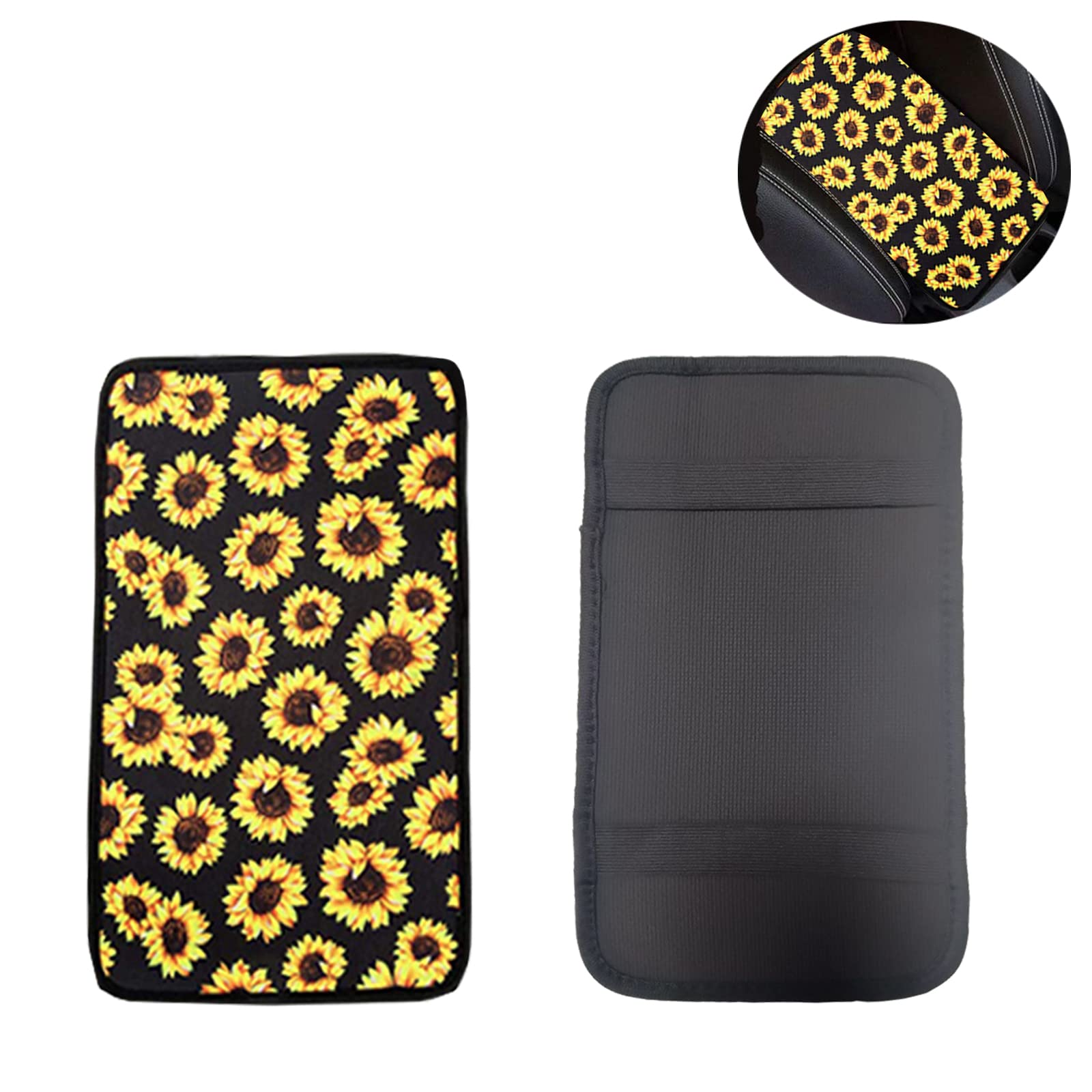 10PCS Sunflower Car Wheel Covers, 2PCS Sunflower Seat Covers, Sunflower Center Console Pad & Cup Coasters - Vibrant Sunflower-Themed Car Accessories Set with Keyring & Vent Clip - Perfect Gift for Women Who Love Floral Car Decor