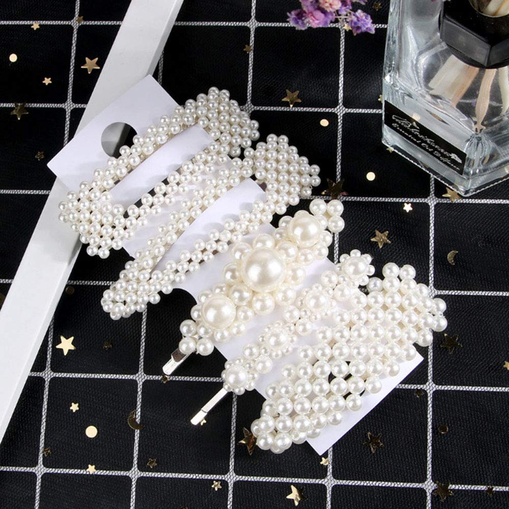 15 Pcs Pearl Hair Clips Set - Leopard Print Acrylic Resin Hair Barrettes with Jeweled Decor for Women & Girls | Hair Styling Accessories for Parties, Weddings & Everyday Use by FUNZON